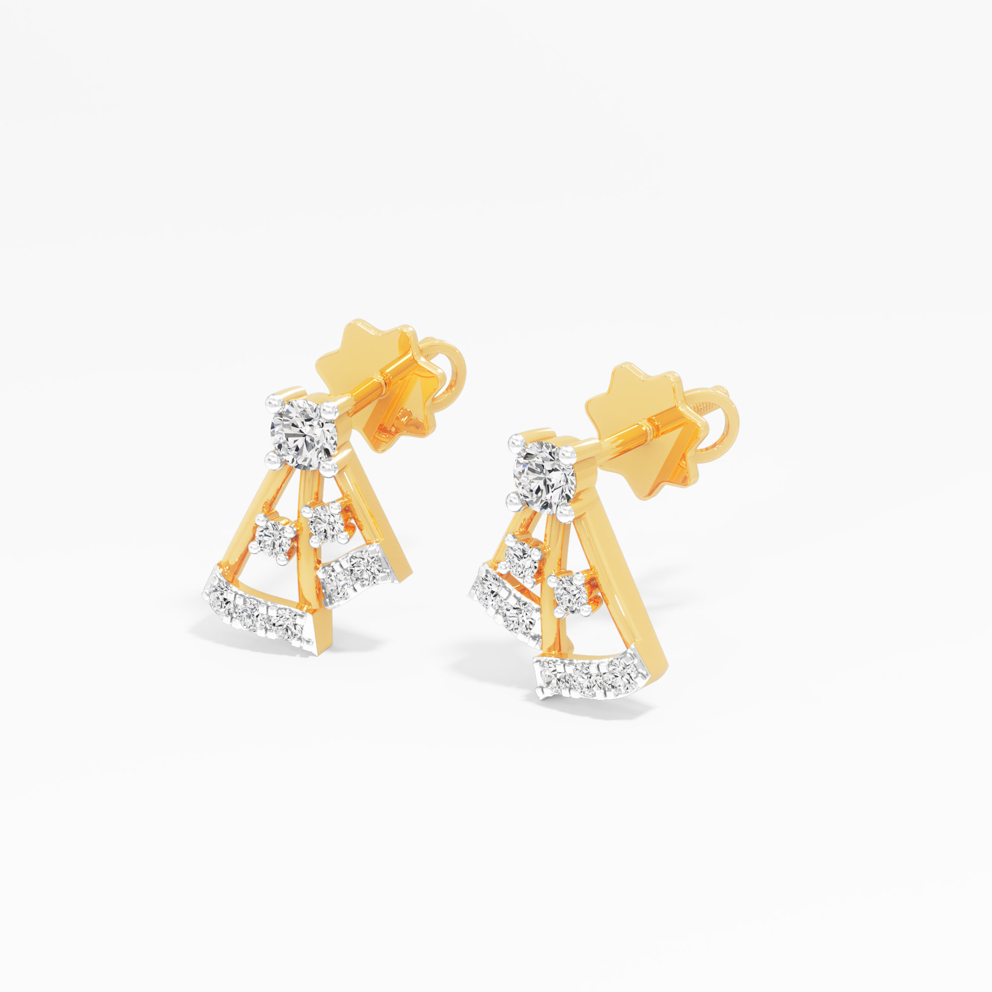 Stellar Drop Stud Earrings in 9KT Yellow Gold (Diamond Quality: FG-VVS VS)