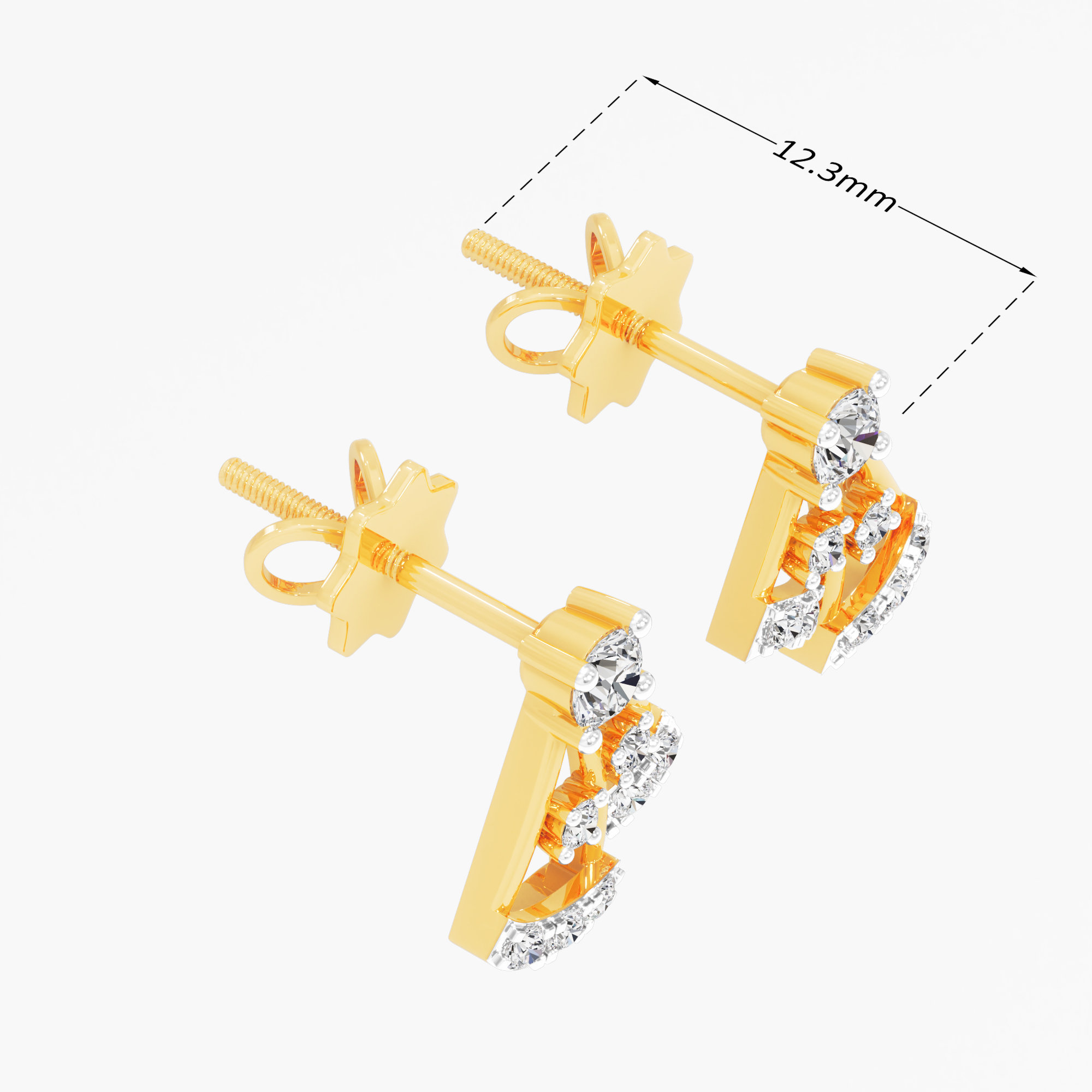 Stellar Drop Stud Earrings in 9KT Yellow Gold (Diamond Quality: FG-VVS VS)