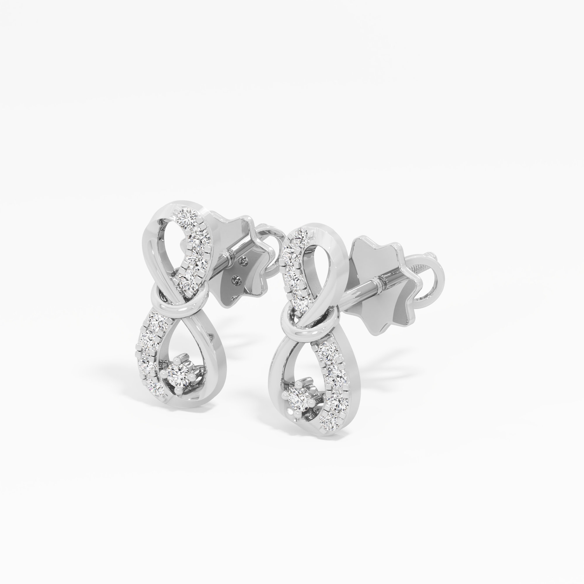 Infinity Knot Stud Earrings in 9KT White Gold (Diamond Quality: FG-VVS VS)