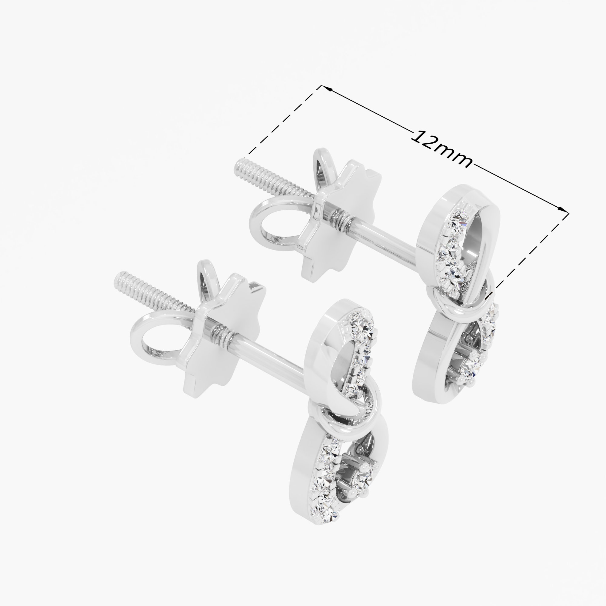 Infinity Knot Stud Earrings in 9KT White Gold (Diamond Quality: FG-VVS VS)