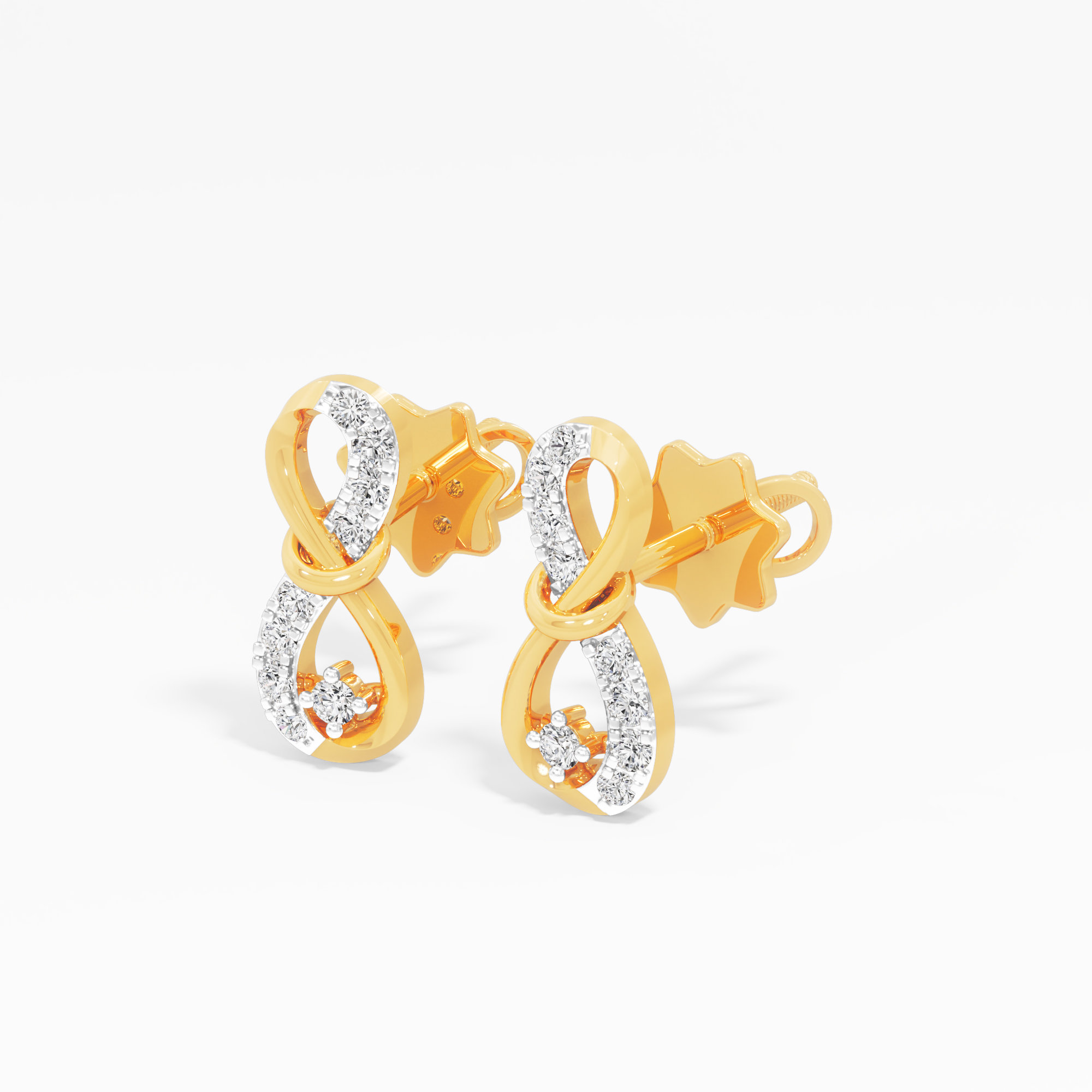 Infinity Knot Stud Earrings in 9KT Yellow Gold (Diamond Quality: FG-VVS VS)