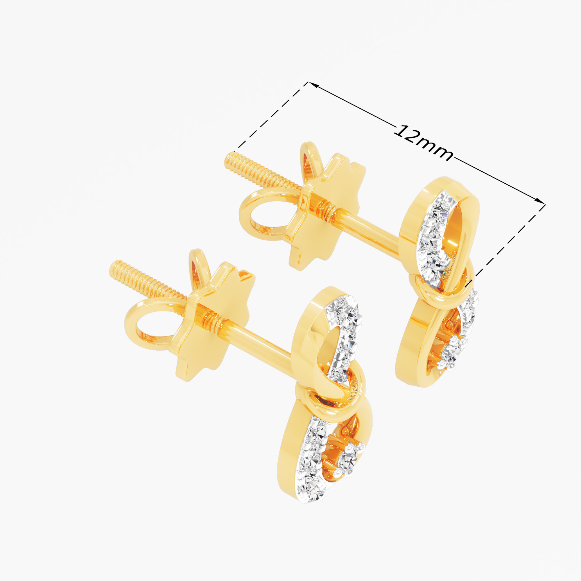 Infinity Knot Stud Earrings in 9KT Yellow Gold (Diamond Quality: FG-VVS VS)