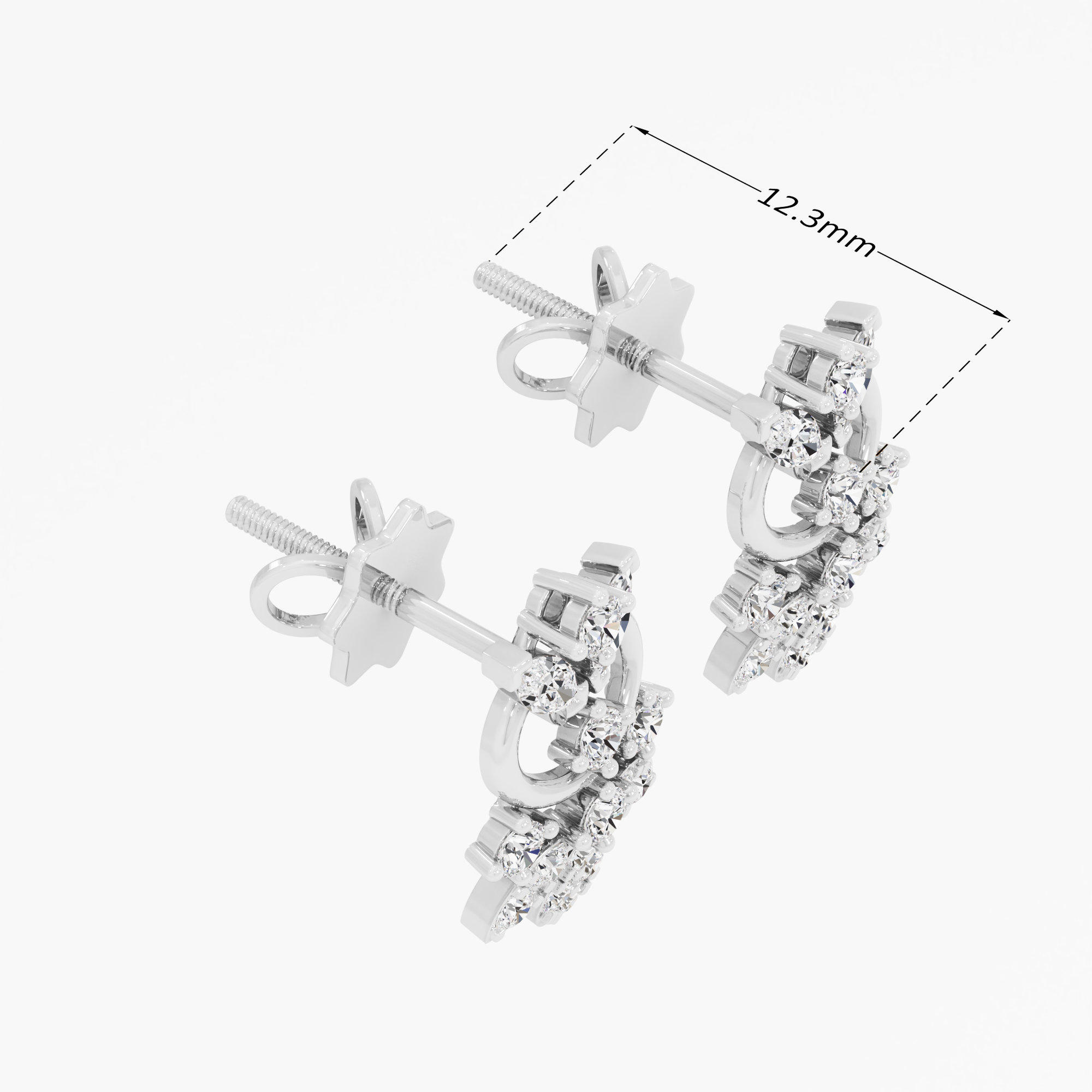 Blossom Trail Stud Earrings in 9KT White Gold (Diamond Quality: FG-VVS VS)