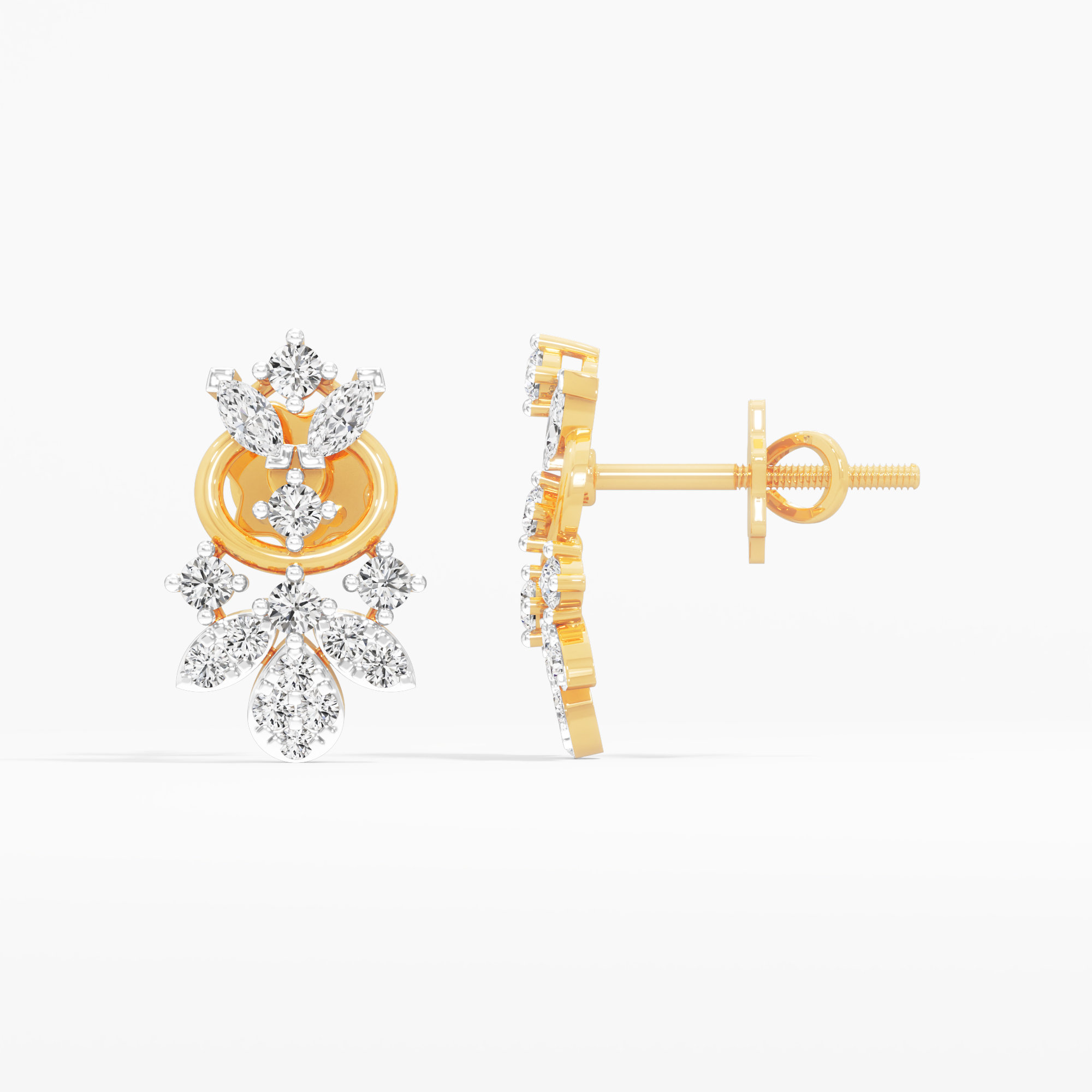 Blossom Trail Stud Earrings in 9KT Yellow Gold (Diamond Quality: FG-VVS VS)