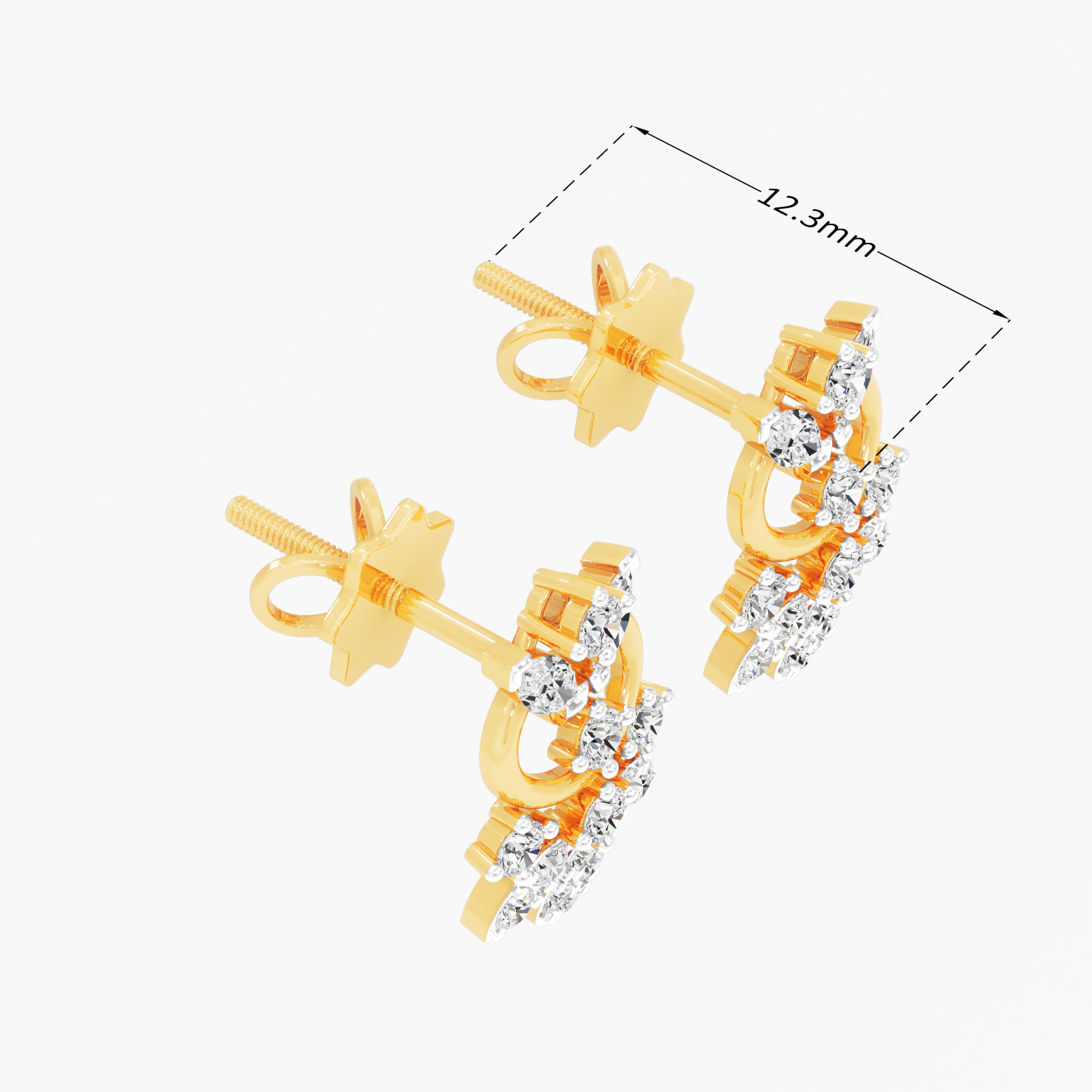 Blossom Trail Stud Earrings in 9KT Yellow Gold (Diamond Quality: FG-VVS VS)