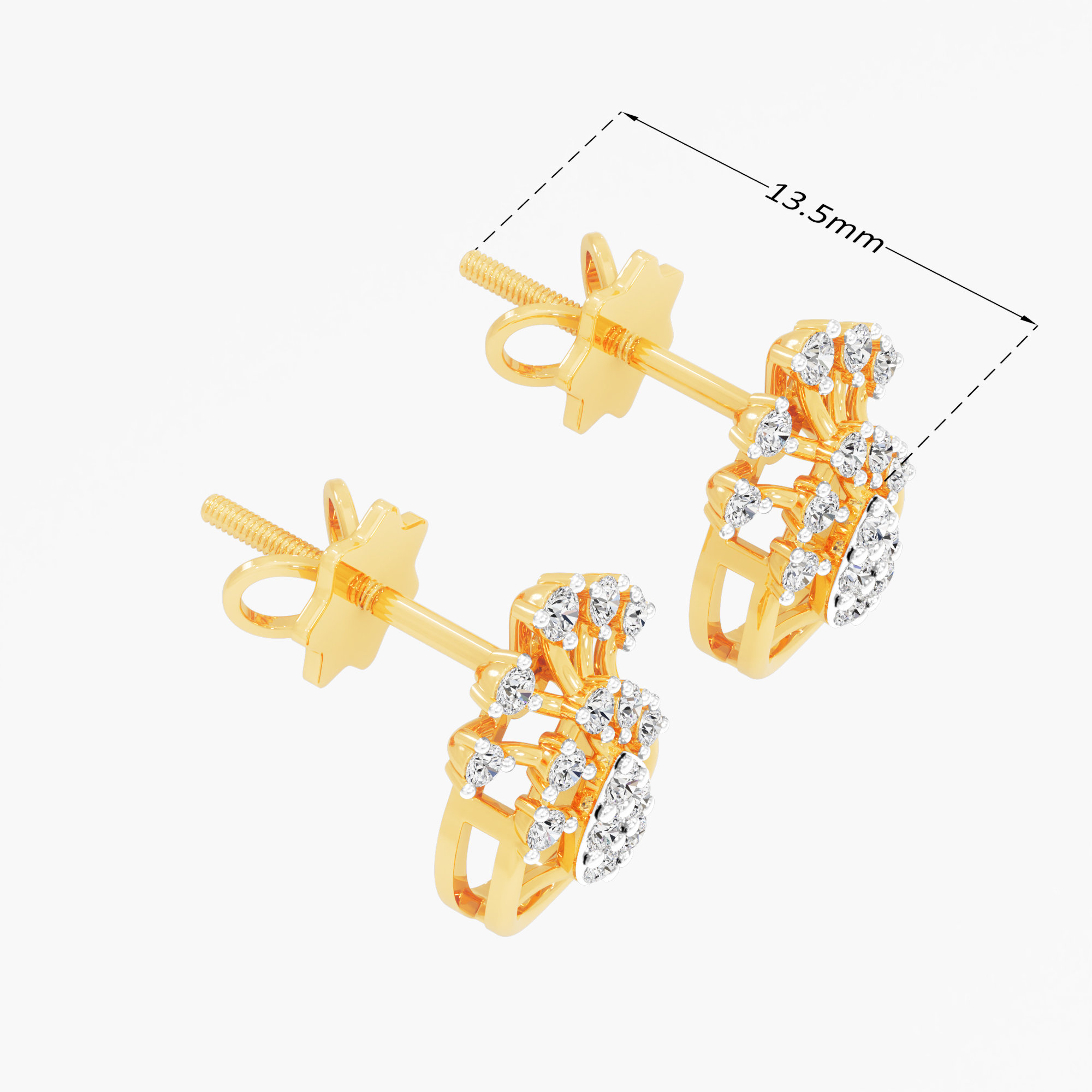 Radiant Sunburst Stud Earrings in 9KT Yellow Gold (Diamond Quality: FG-VVS VS)