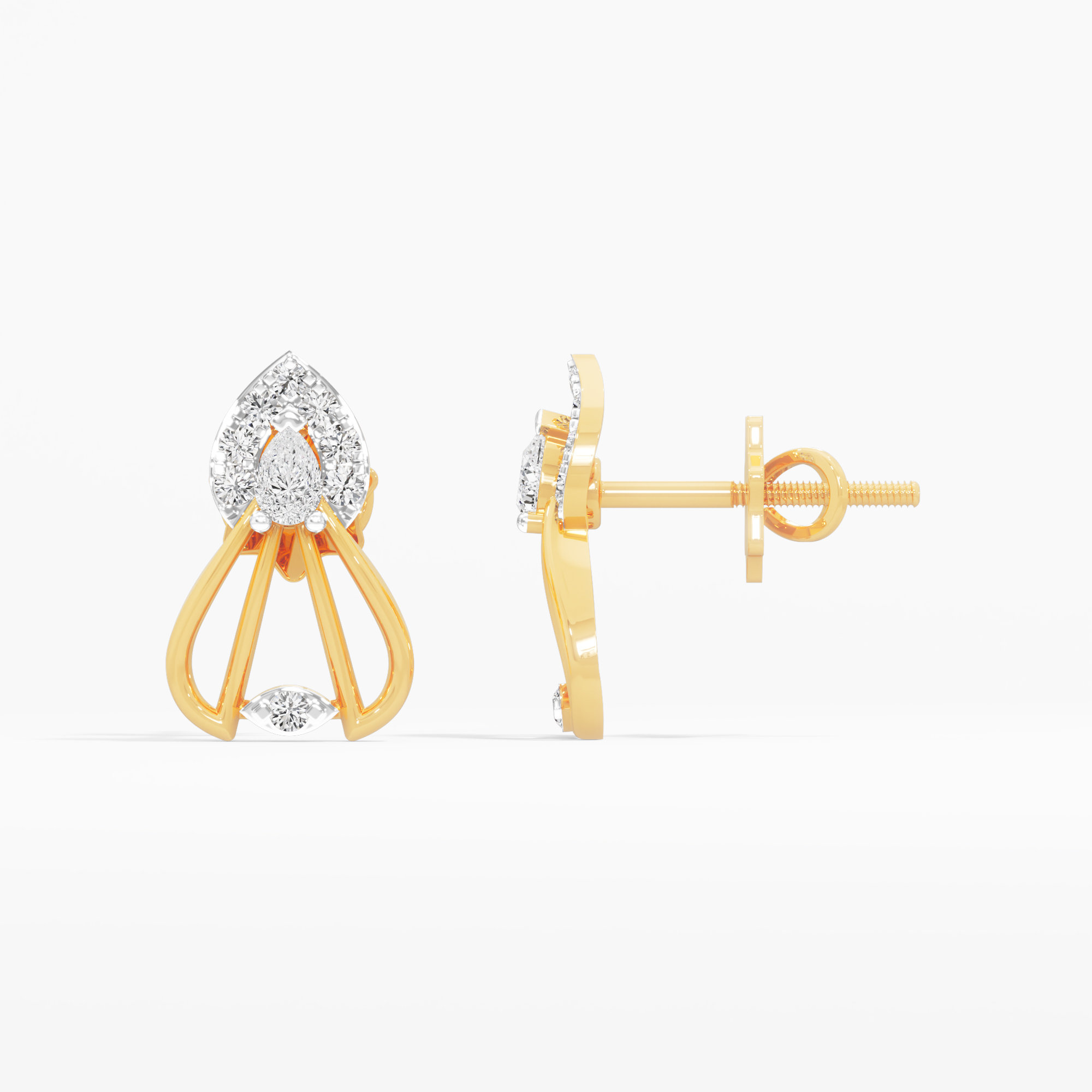 Talon Drop Stud Earrings in 9KT Yellow Gold (Diamond Quality: FG-VVS VS)