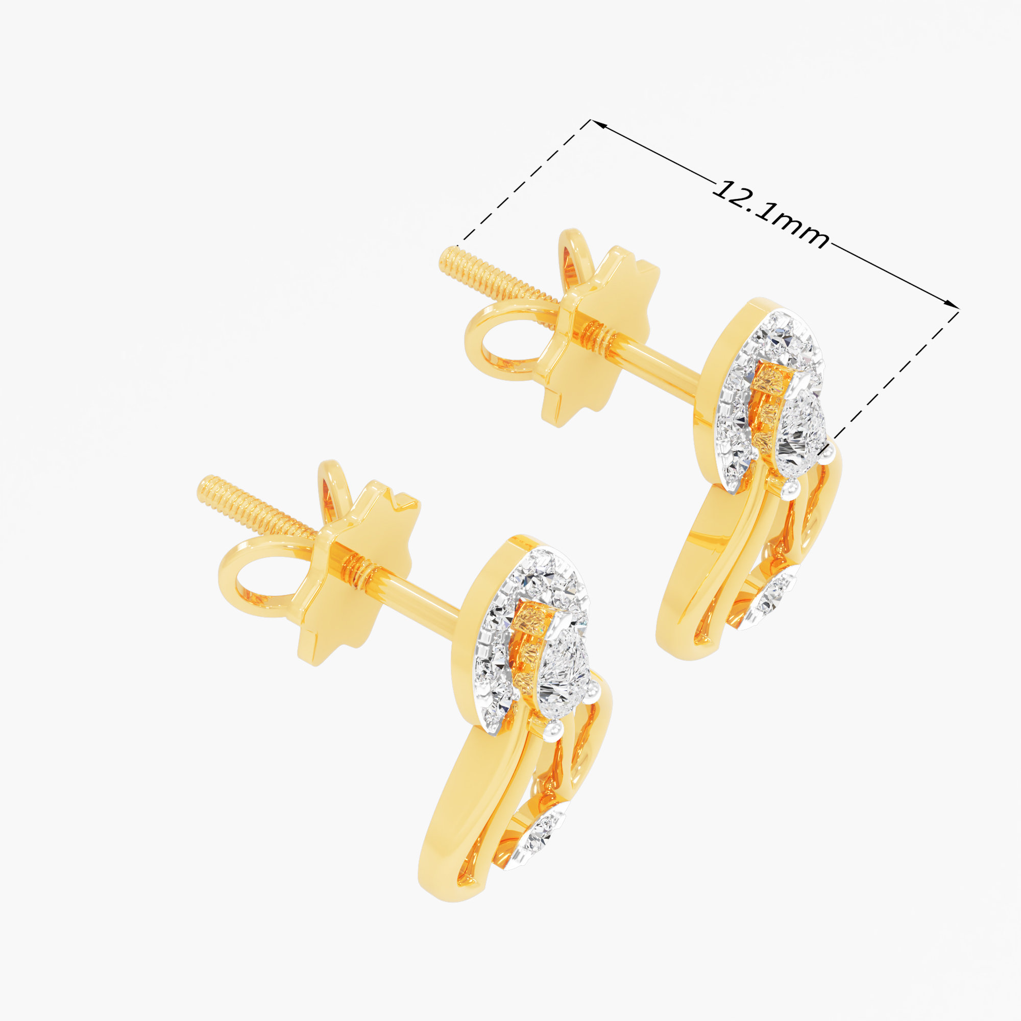 Talon Drop Stud Earrings in 9KT Yellow Gold (Diamond Quality: FG-VVS VS)