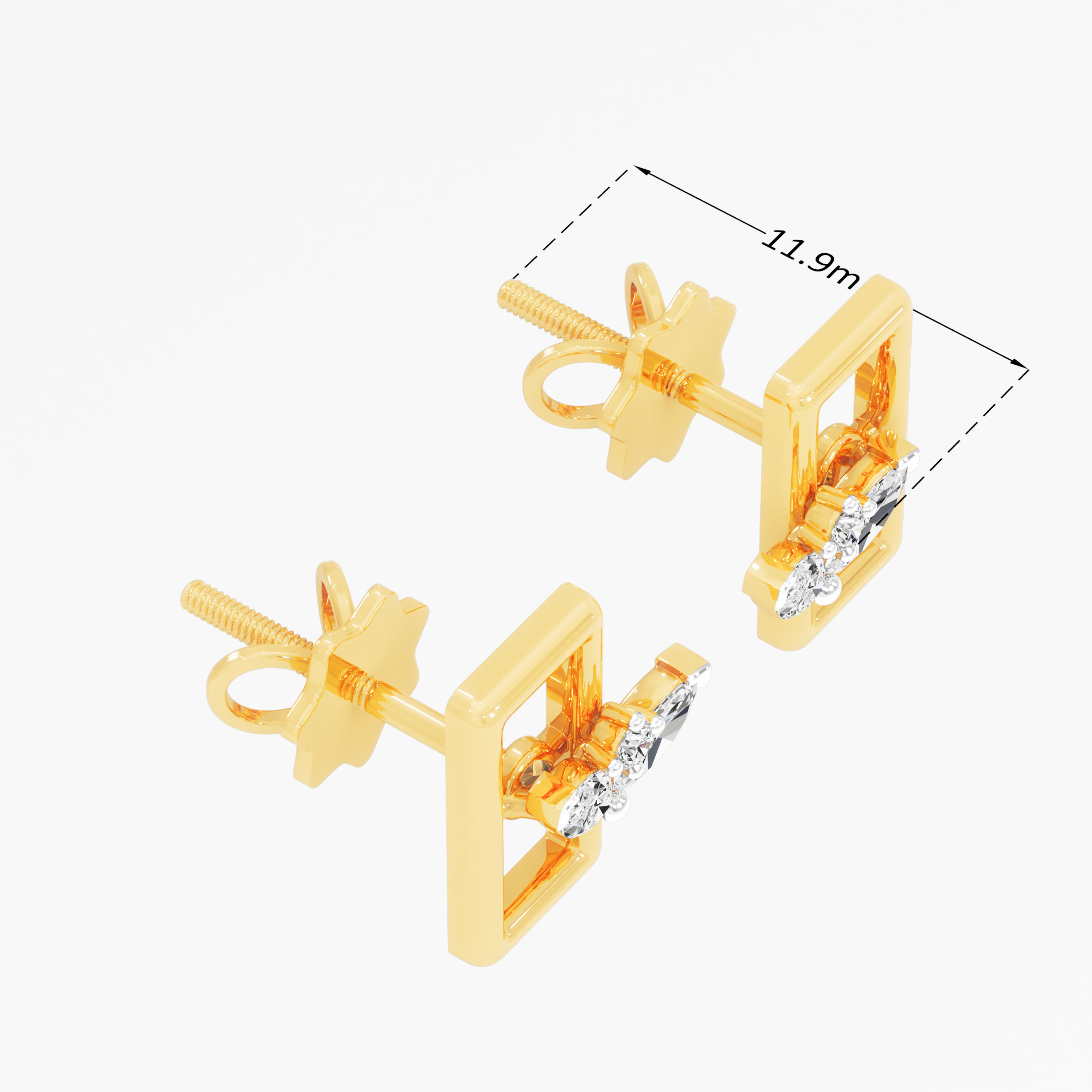 Modern Petal Stud Earrings in 9KT Yellow Gold (Diamond Quality: FG-VVS VS)