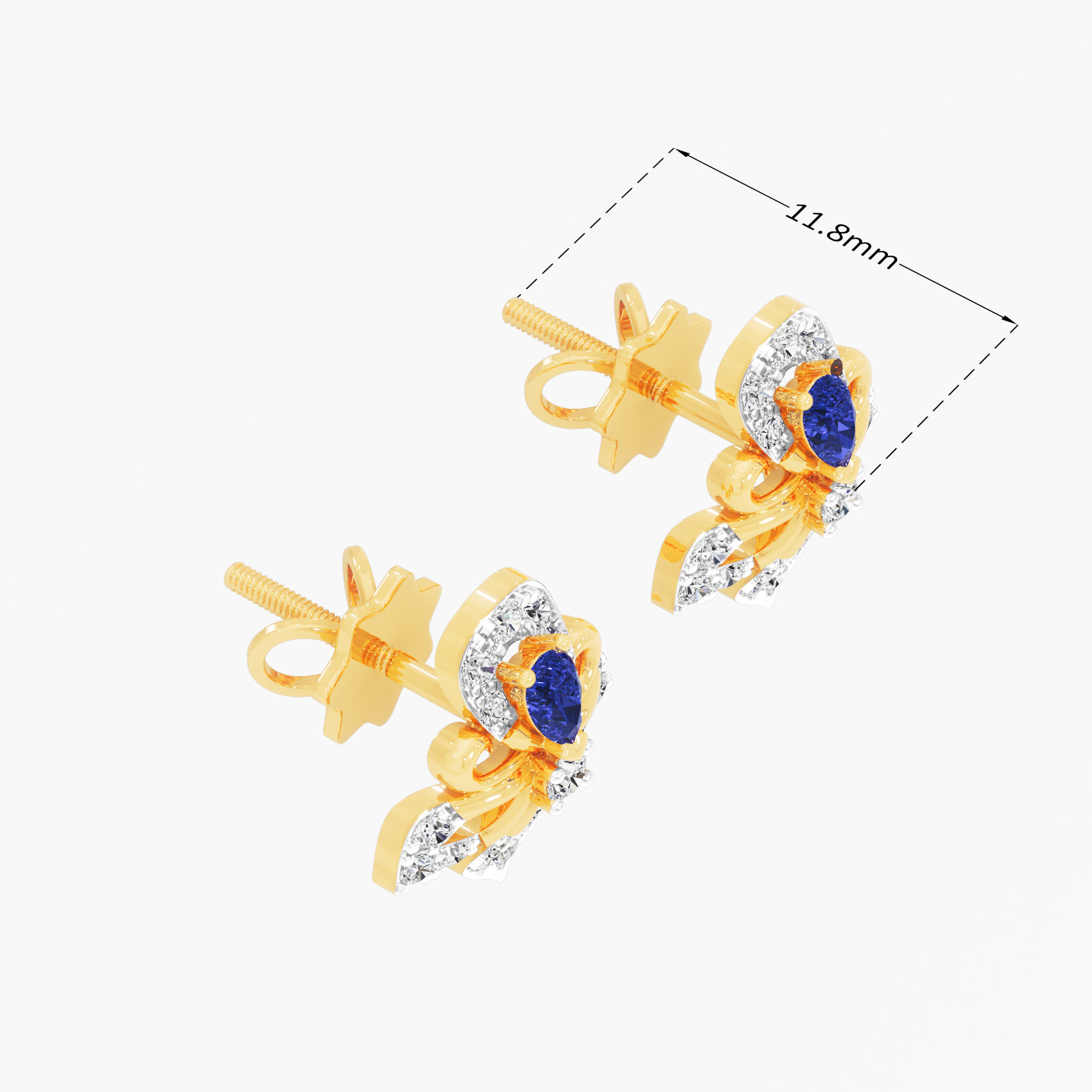 Square Frame Floral Stud Earrings in 9KT Yellow Gold (Diamond Quality: FG-VVS VS)