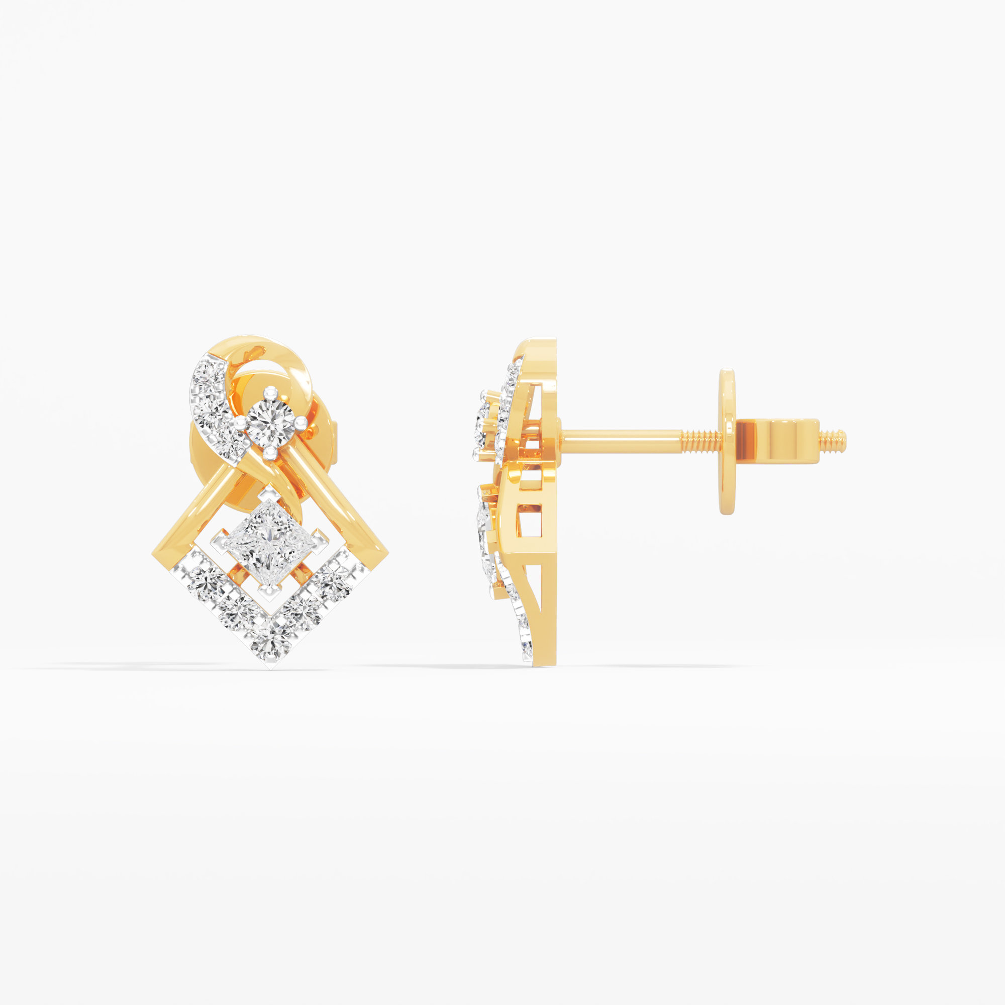 Pivot Kite Stud Earrings in 9KT Yellow Gold (Diamond Quality: FG-VVS VS)