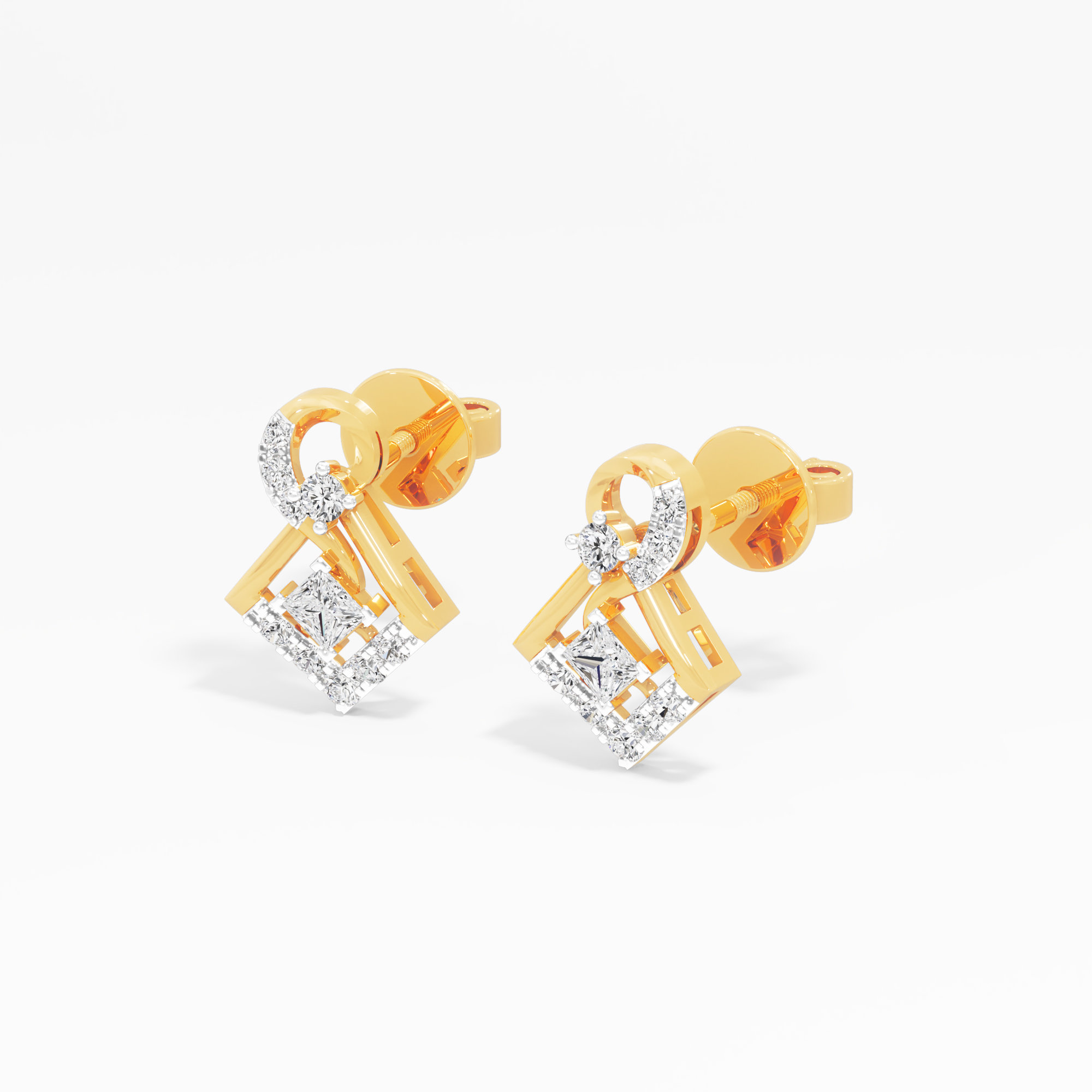 Pivot Kite Stud Earrings in 9KT Yellow Gold (Diamond Quality: FG-VVS VS)