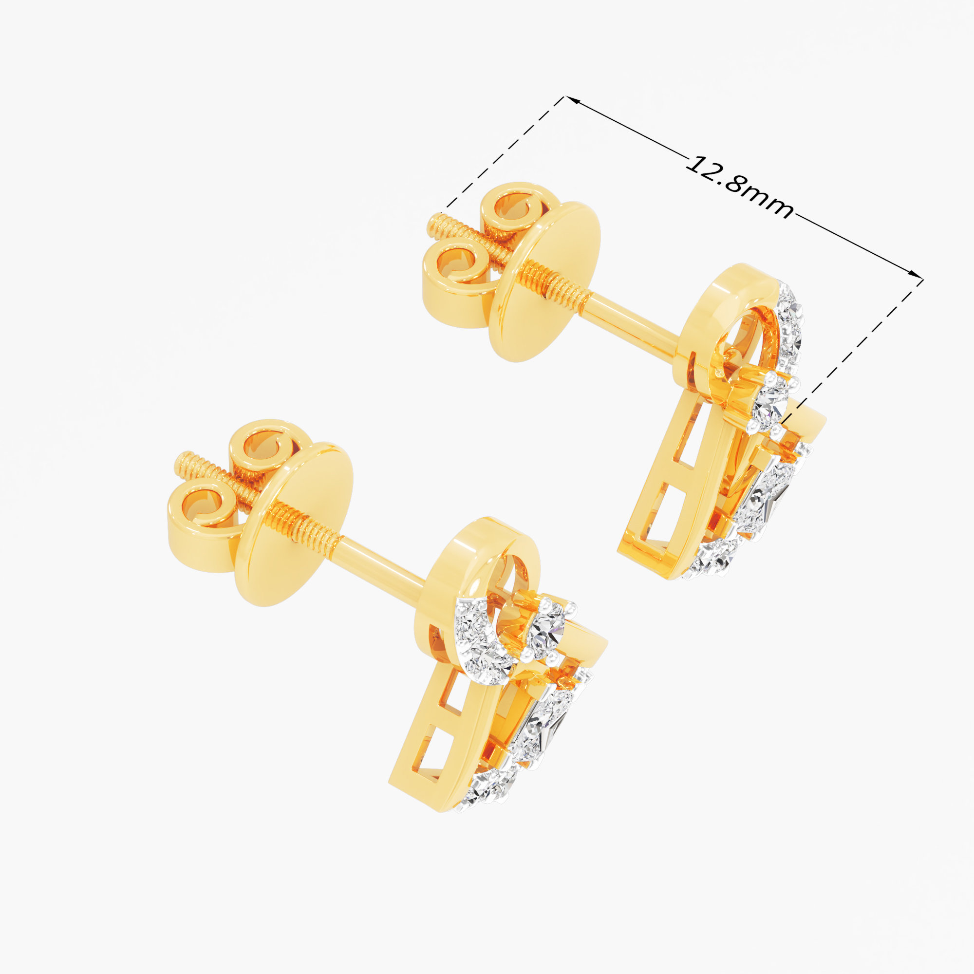 Pivot Kite Stud Earrings in 9KT Yellow Gold (Diamond Quality: FG-VVS VS)