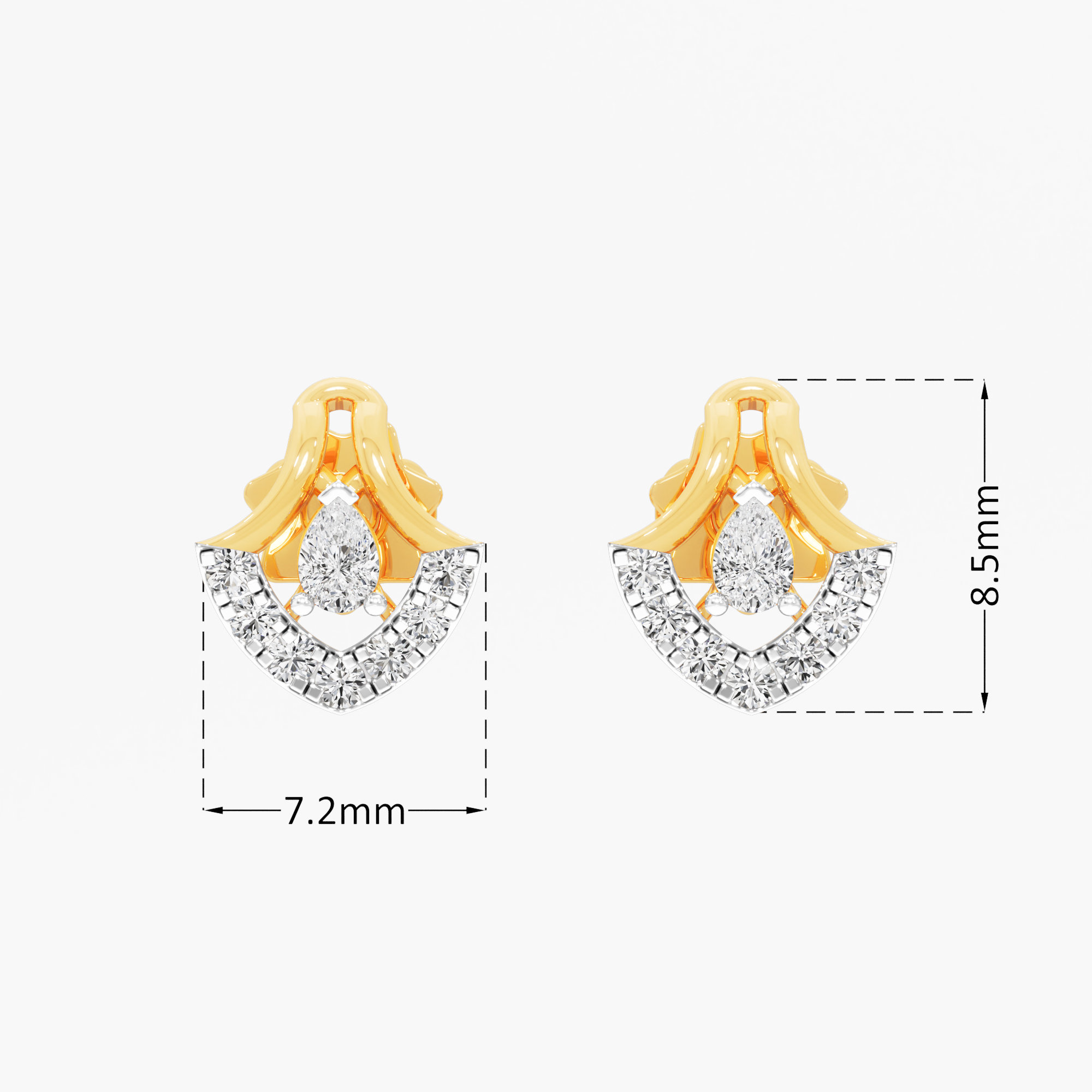 Oasis Droplet Stud Earrings in 9KT Yellow Gold (Diamond Quality: FG-VVS VS)