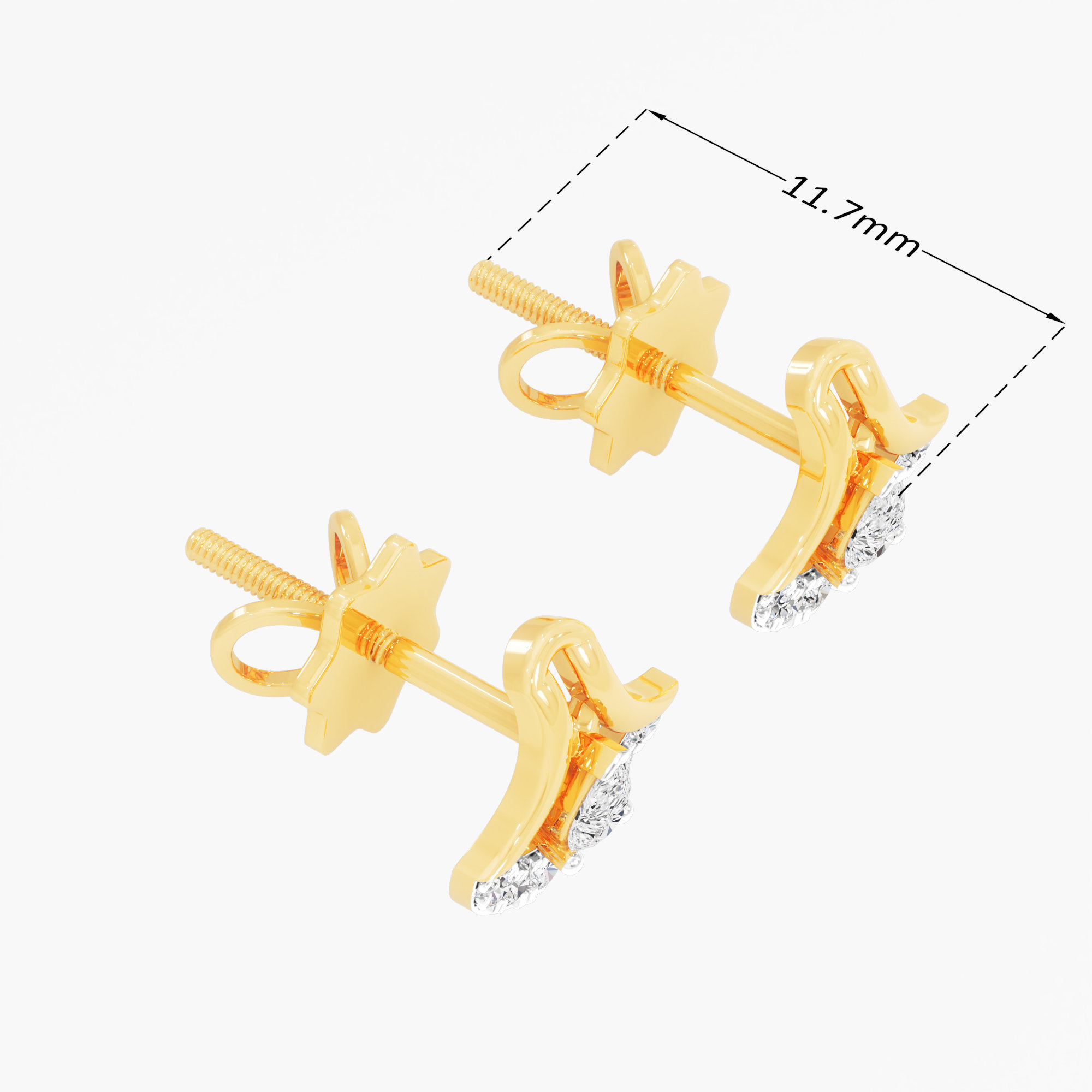 Oasis Droplet Stud Earrings in 9KT Yellow Gold (Diamond Quality: FG-VVS VS)