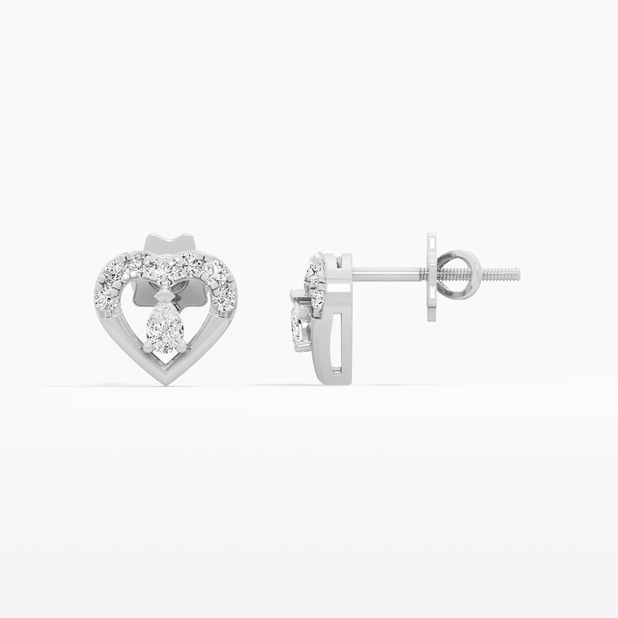 Sweetheart Halo Stud Earrings in 9KT White Gold (Diamond Quality: FG-VVS VS)