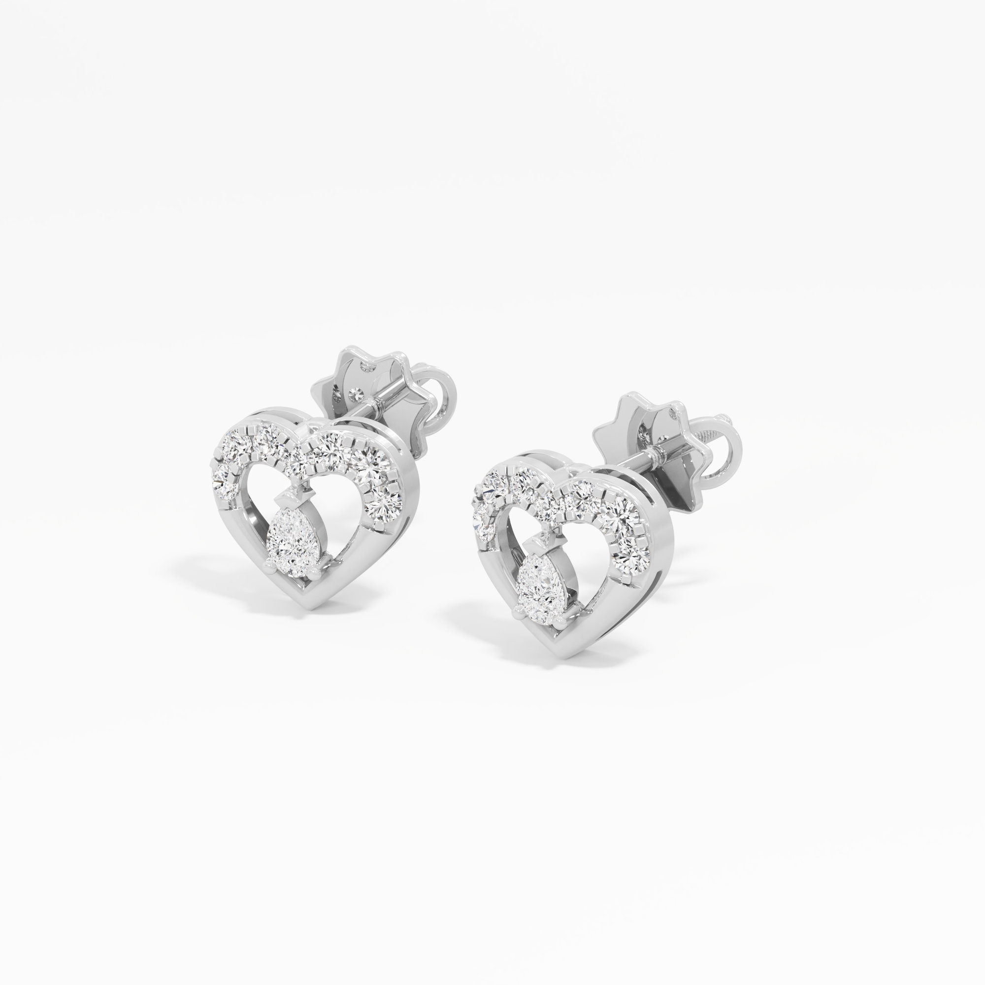 Sweetheart Halo Stud Earrings in 9KT White Gold (Diamond Quality: FG-VVS VS)