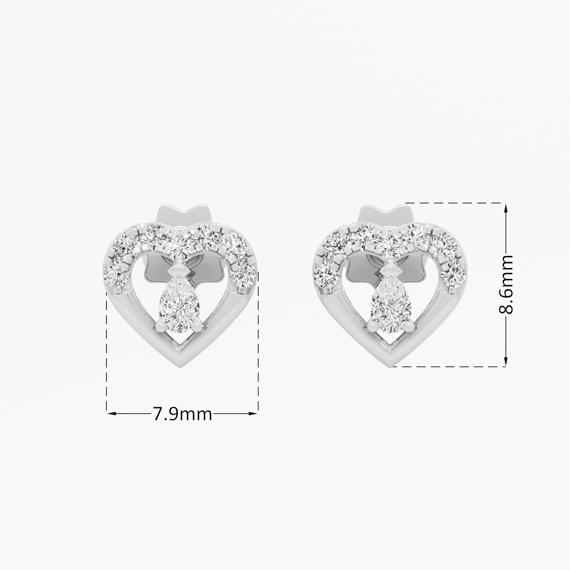 Sweetheart Halo Stud Earrings in 9KT White Gold (Diamond Quality: FG-VVS VS)