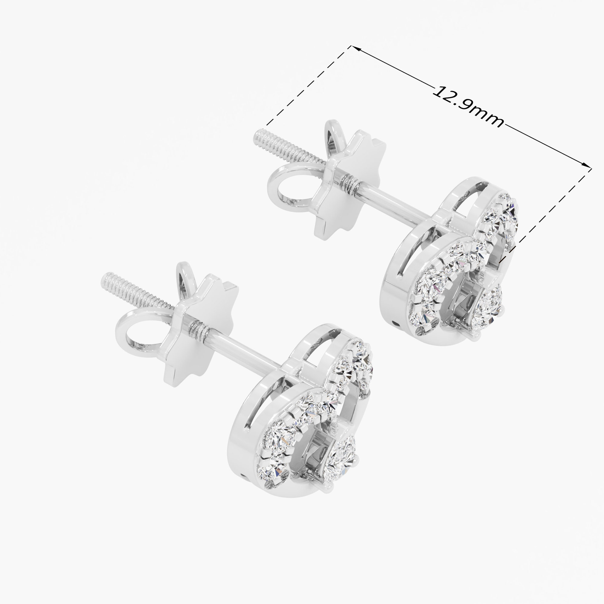 Sweetheart Halo Stud Earrings in 9KT White Gold (Diamond Quality: FG-VVS VS)
