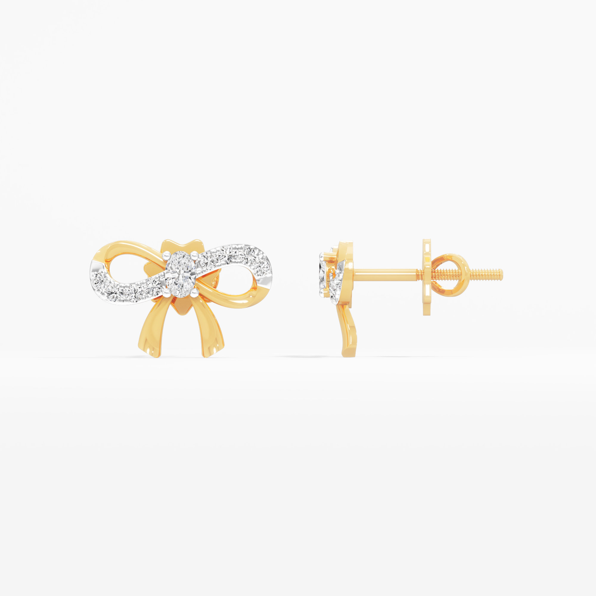 Butterfly Satin Stud Earrings in 9KT Yellow Gold (Diamond Quality: FG-VVS VS)