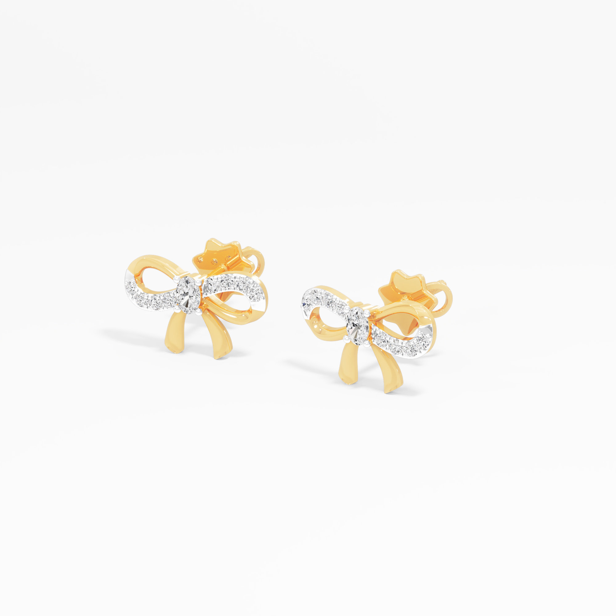 Butterfly Satin Stud Earrings in 9KT Yellow Gold (Diamond Quality: FG-VVS VS)
