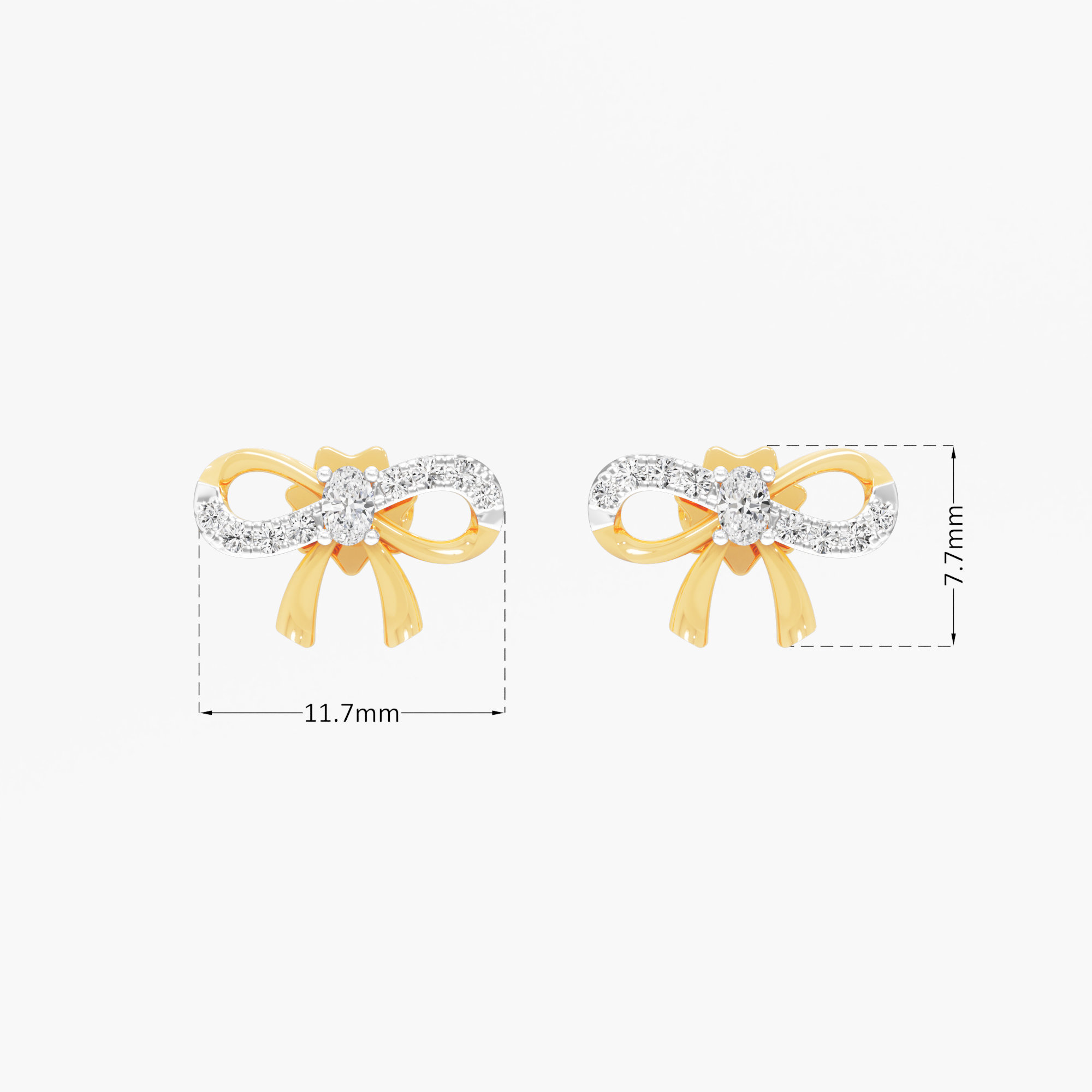 Butterfly Satin Stud Earrings in 9KT Yellow Gold (Diamond Quality: FG-VVS VS)