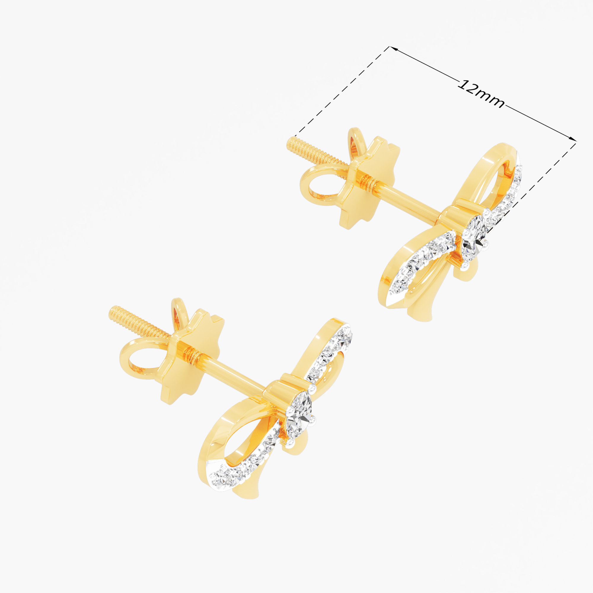 Butterfly Satin Stud Earrings in 9KT Yellow Gold (Diamond Quality: FG-VVS VS)