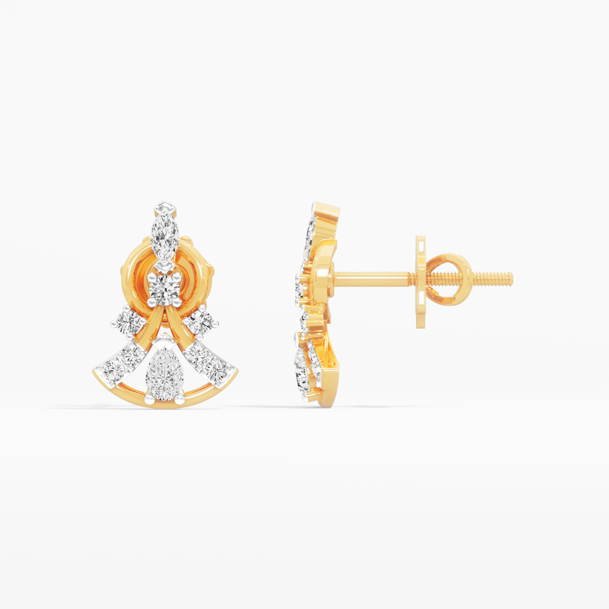 Celestial Circle Stud Earrings in 9KT Yellow Gold (Diamond Quality: FG-VVS VS)