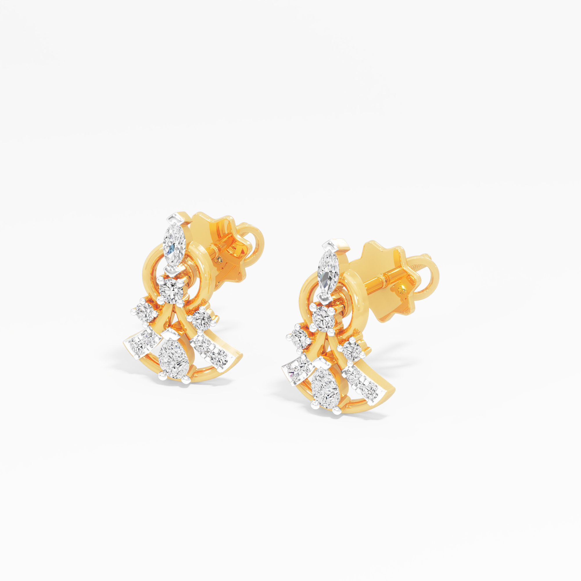 Celestial Circle Stud Earrings in 9KT Yellow Gold (Diamond Quality: FG-VVS VS)