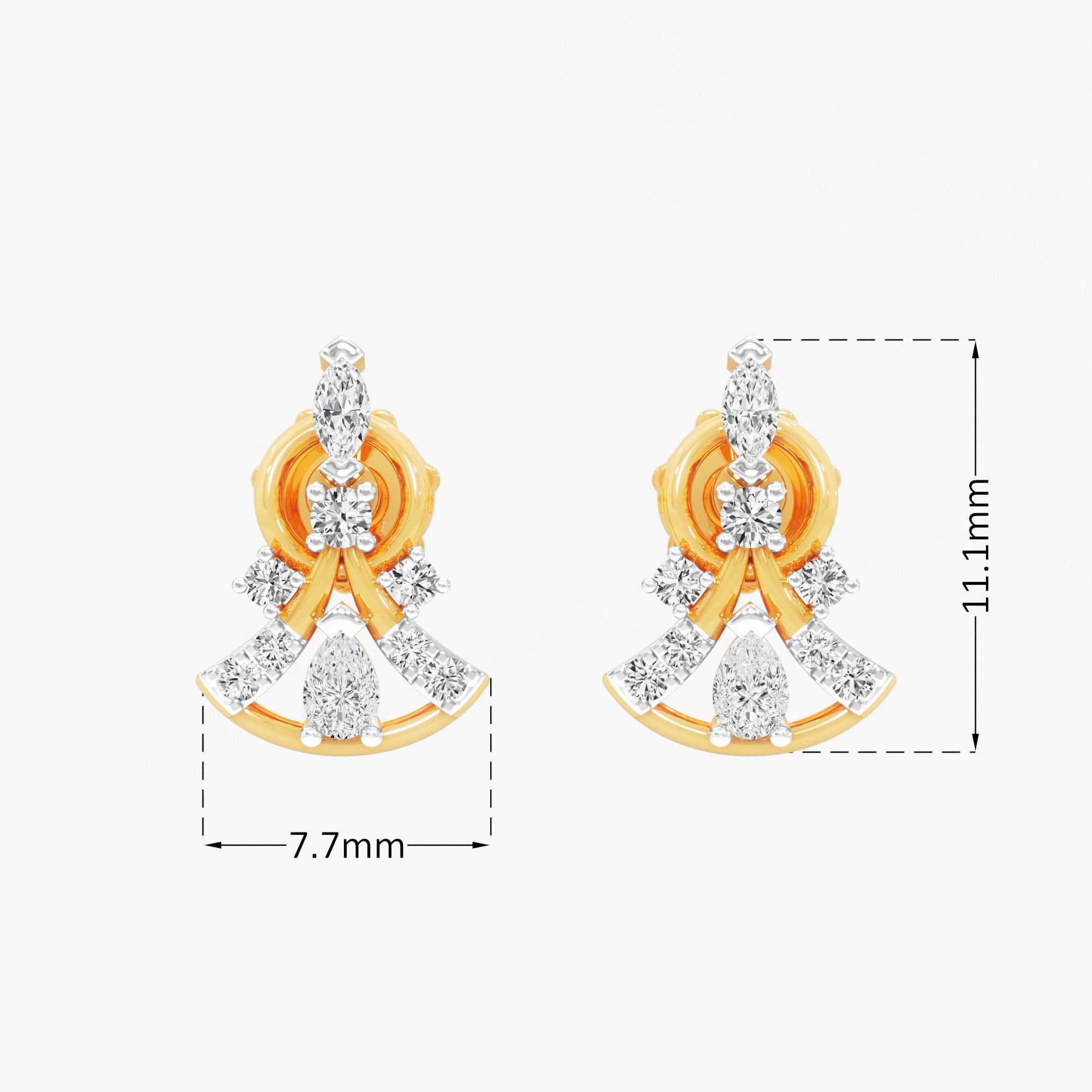 Celestial Circle Stud Earrings in 9KT Yellow Gold (Diamond Quality: FG-VVS VS)