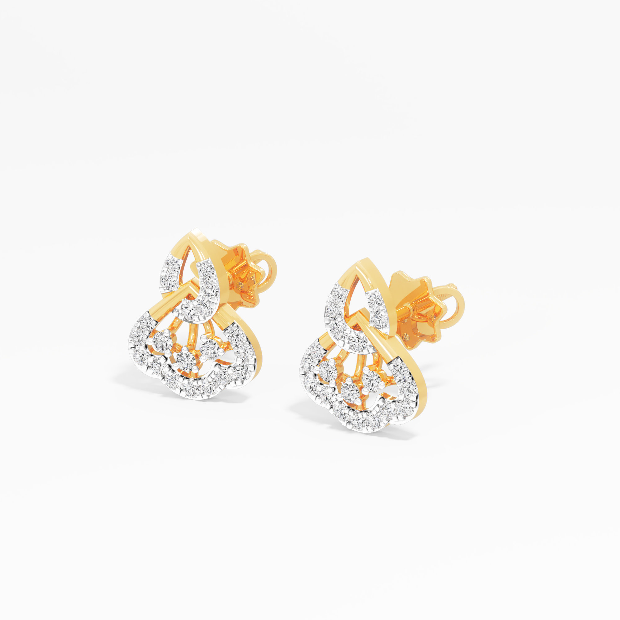 Petal Arch Stud Earrings in 9KT Yellow Gold (Diamond Quality: FG-VVS VS)