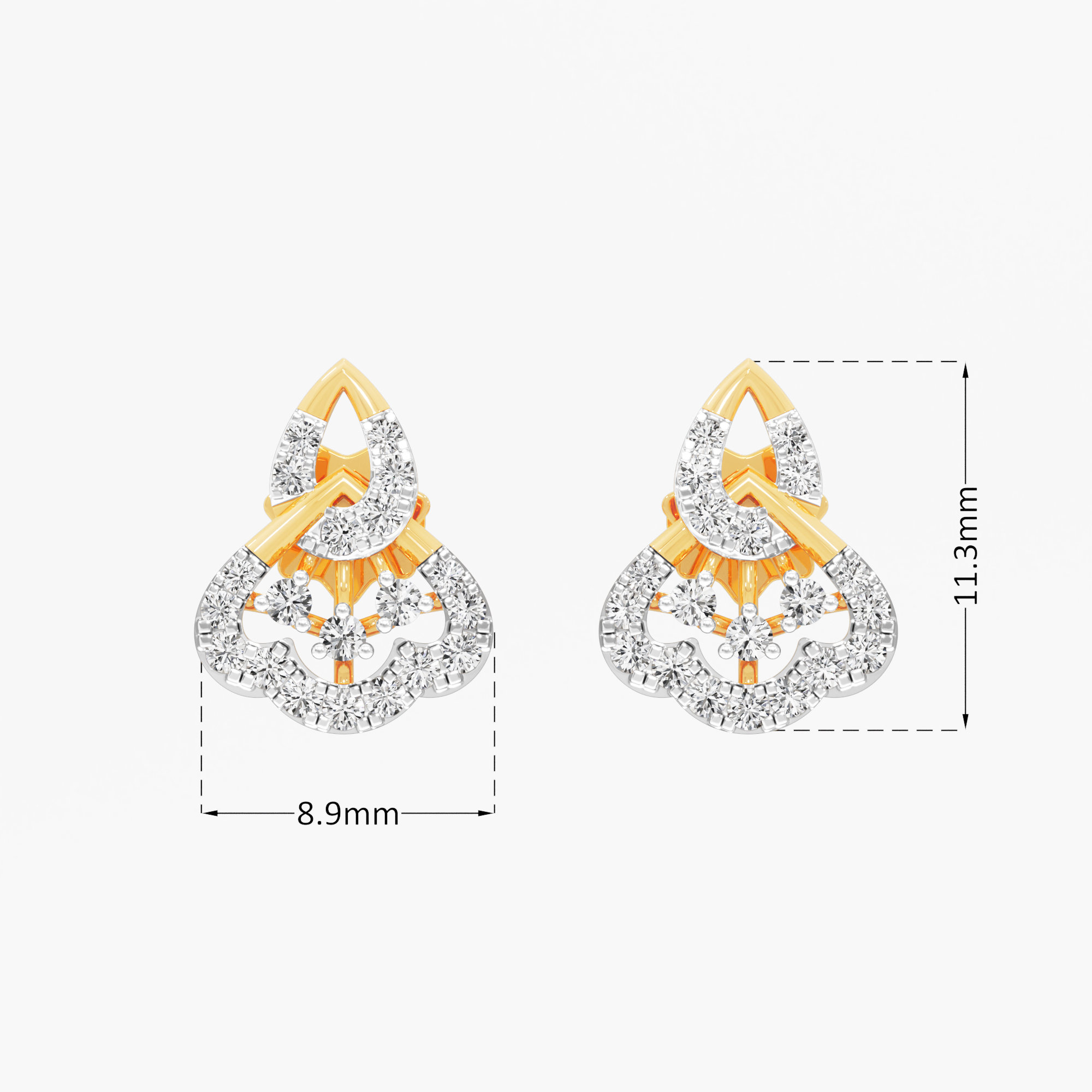 Petal Arch Stud Earrings in 9KT Yellow Gold (Diamond Quality: FG-VVS VS)