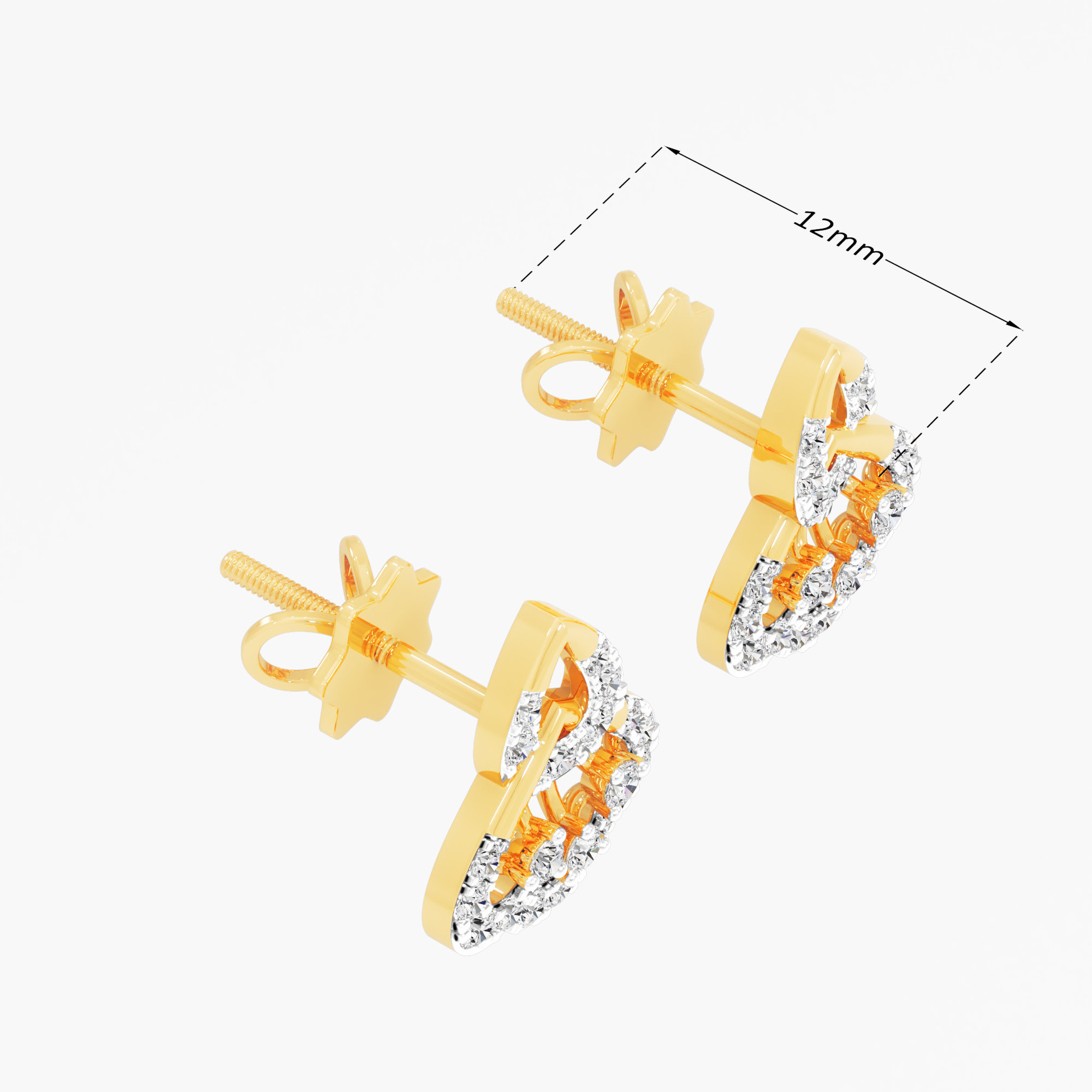 Petal Arch Stud Earrings in 9KT Yellow Gold (Diamond Quality: FG-VVS VS)