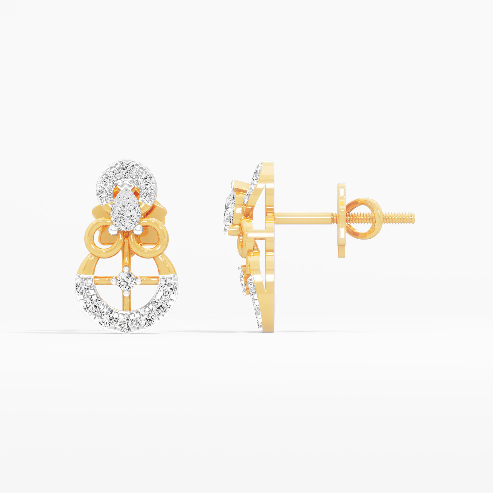 Heirloom Circle Stud Earrings in 9KT Yellow Gold (Diamond Quality: FG-VVS VS)