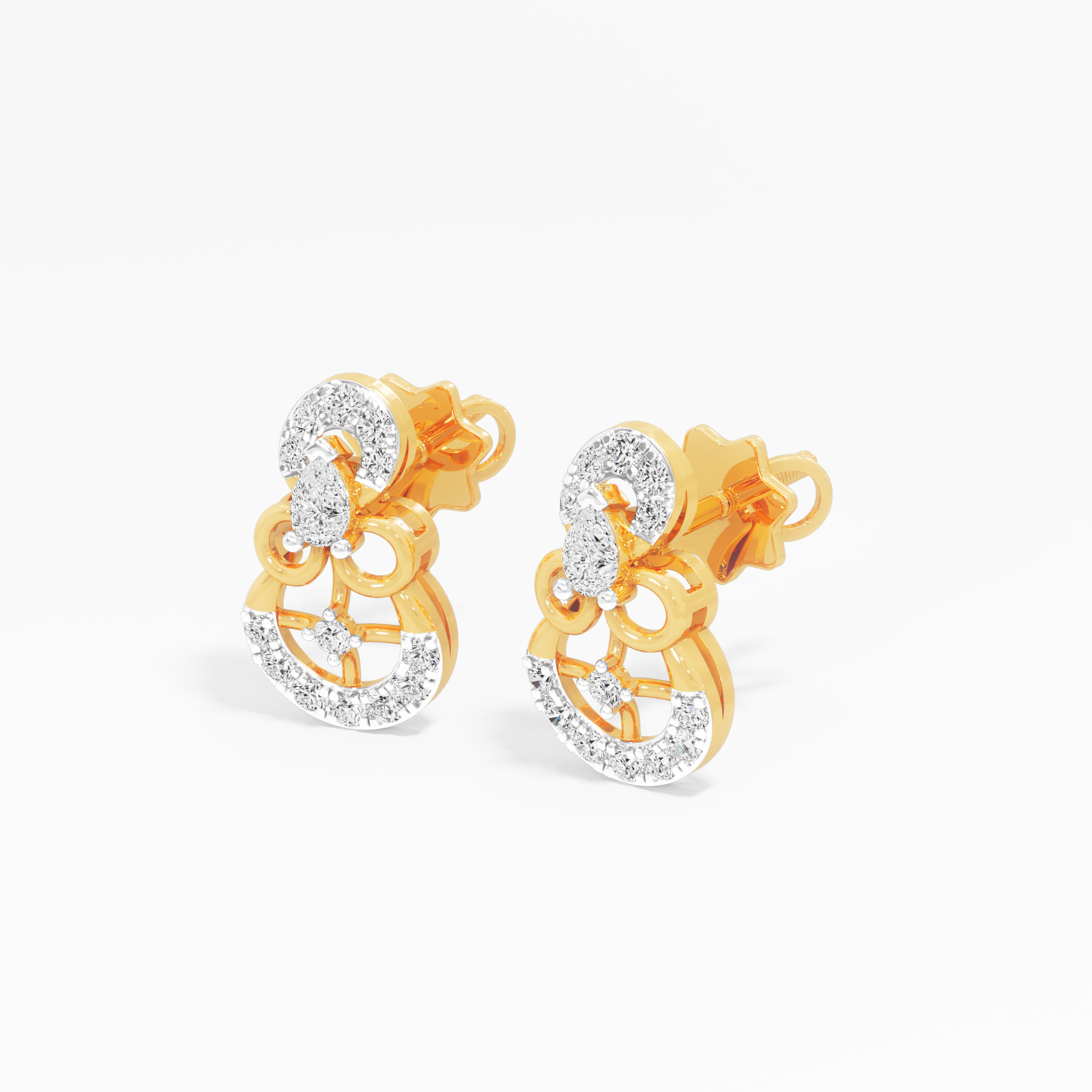 Heirloom Circle Stud Earrings in 9KT Yellow Gold (Diamond Quality: FG-VVS VS)