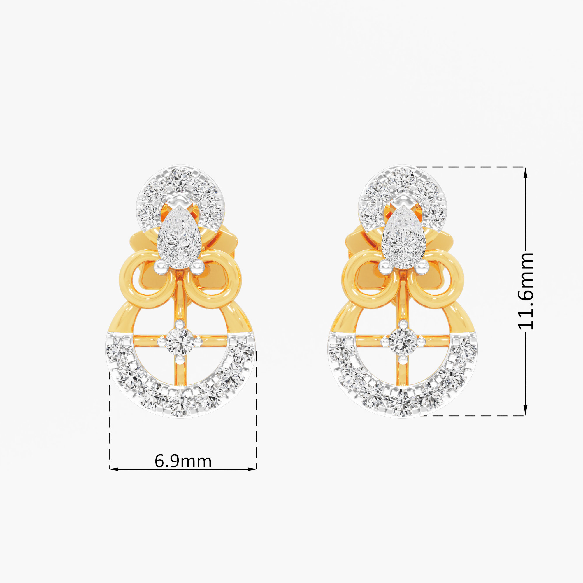 Heirloom Circle Stud Earrings in 9KT Yellow Gold (Diamond Quality: FG-VVS VS)