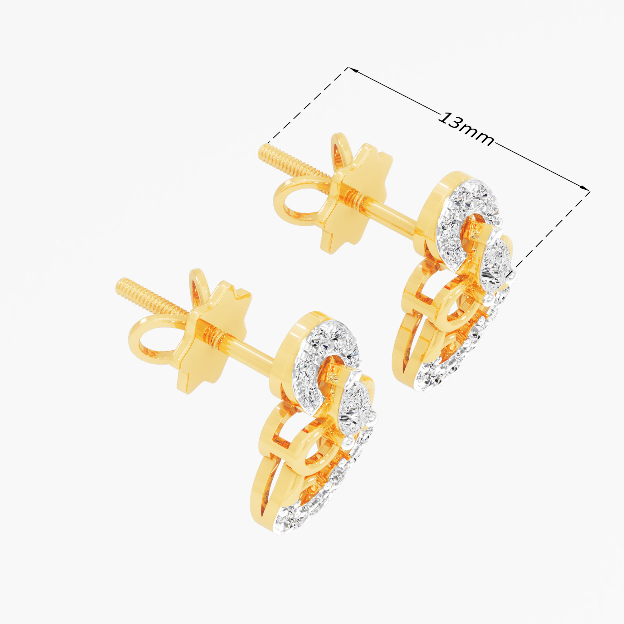 Heirloom Circle Stud Earrings in 9KT Yellow Gold (Diamond Quality: FG-VVS VS)