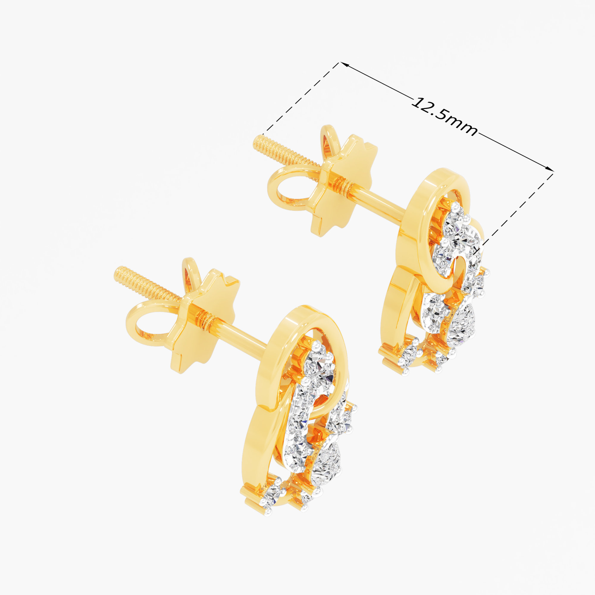 Oval Orbit Stud Earrings in 9KT Yellow Gold (Diamond Quality: FG-VVS VS)