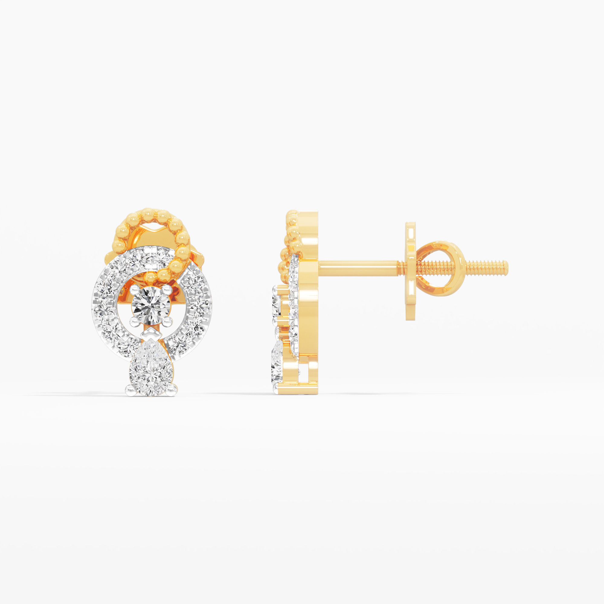 Luminary Loop Stud Earrings in 9KT Yellow Gold (Diamond Quality: FG-VVS VS)
