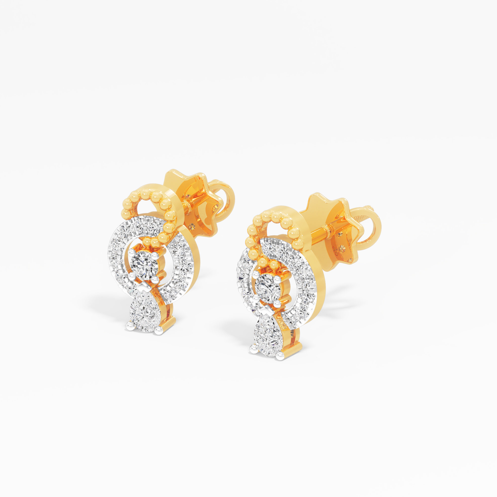 Luminary Loop Stud Earrings in 9KT Yellow Gold (Diamond Quality: FG-VVS VS)