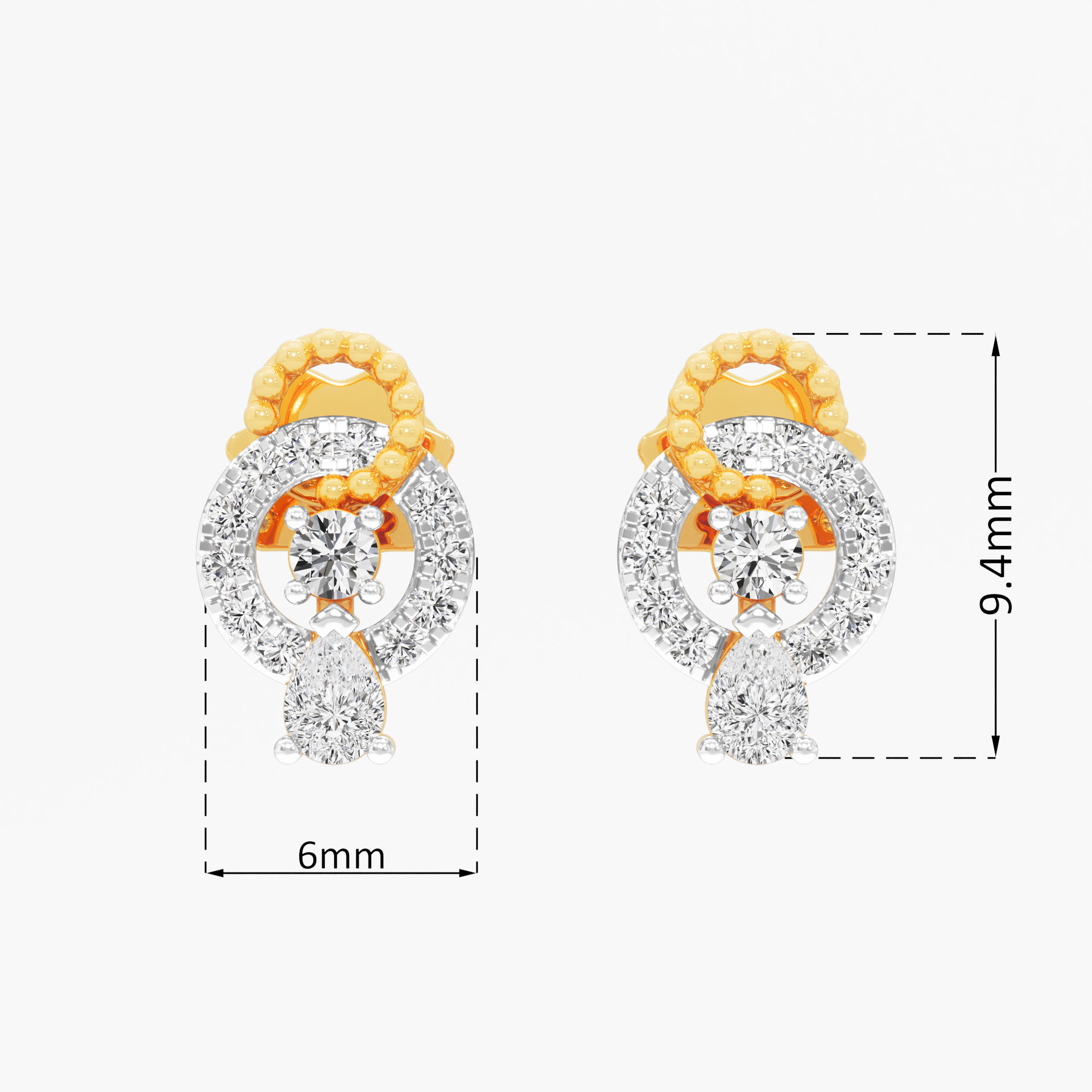 Luminary Loop Stud Earrings in 9KT Yellow Gold (Diamond Quality: FG-VVS VS)