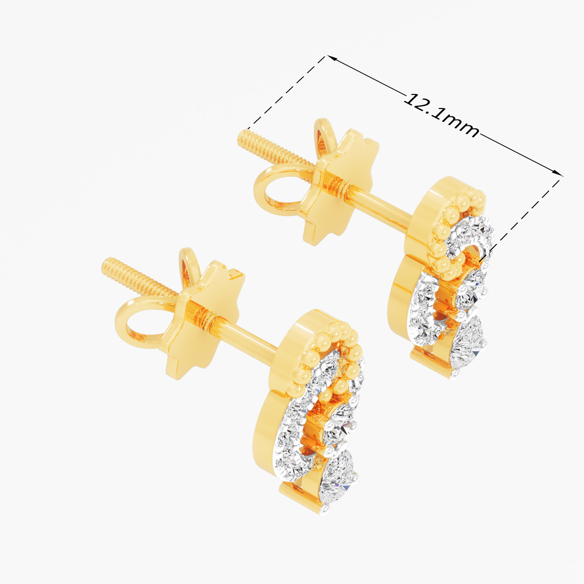 Luminary Loop Stud Earrings in 9KT Yellow Gold (Diamond Quality: FG-VVS VS)
