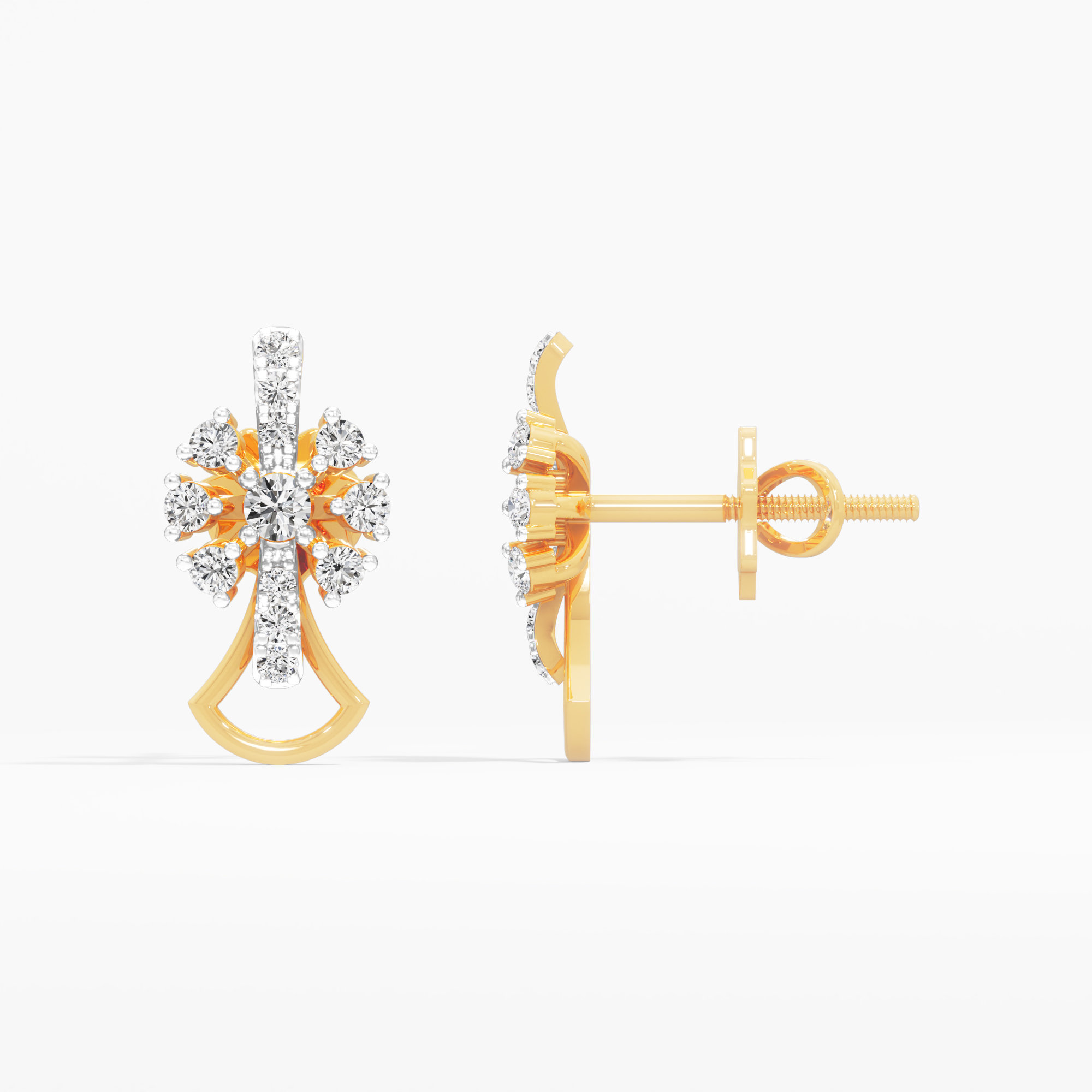 Nova Burst Stud Earrings in 9KT Yellow Gold (Diamond Quality: FG-VVS VS)