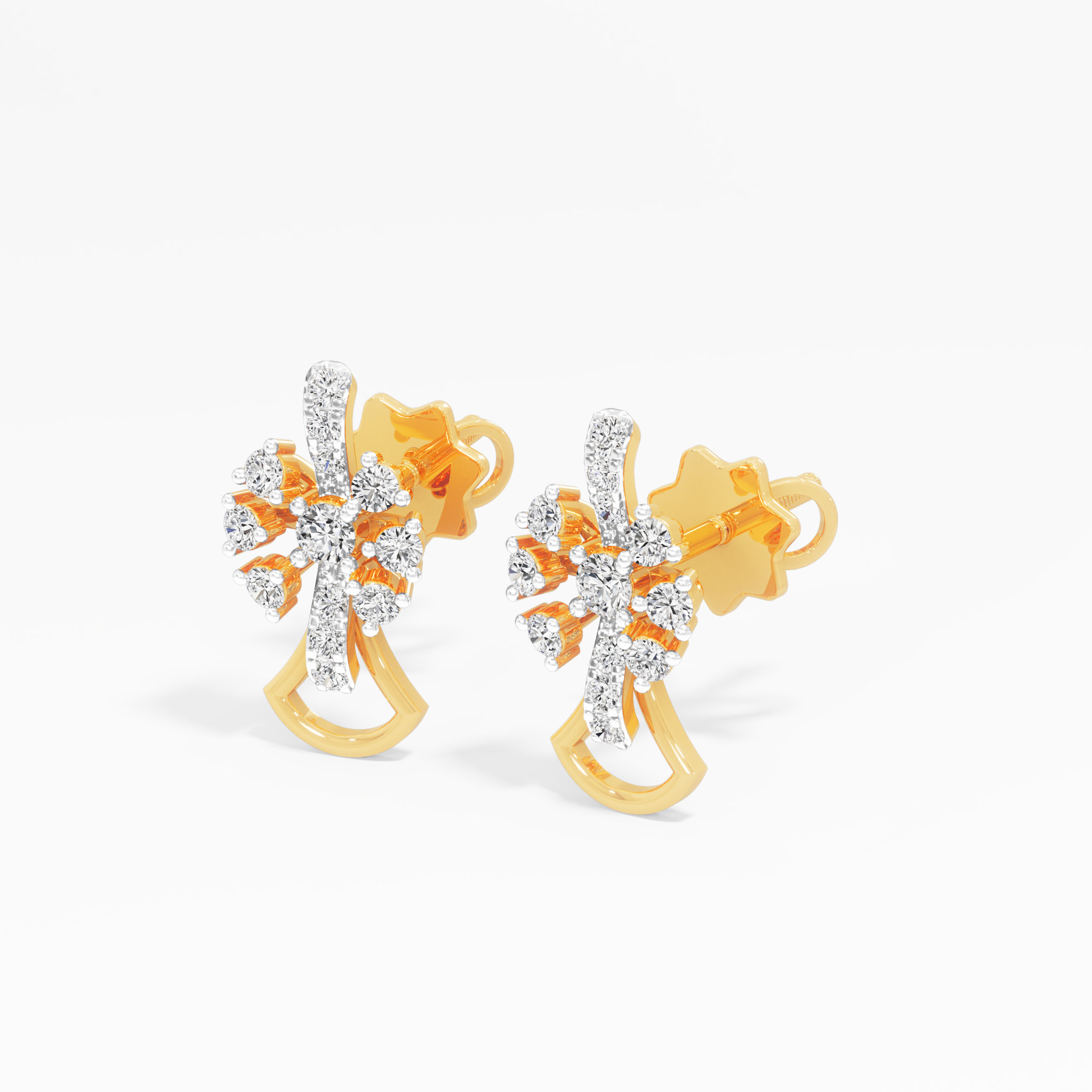 Nova Burst Stud Earrings in 9KT Yellow Gold (Diamond Quality: FG-VVS VS)