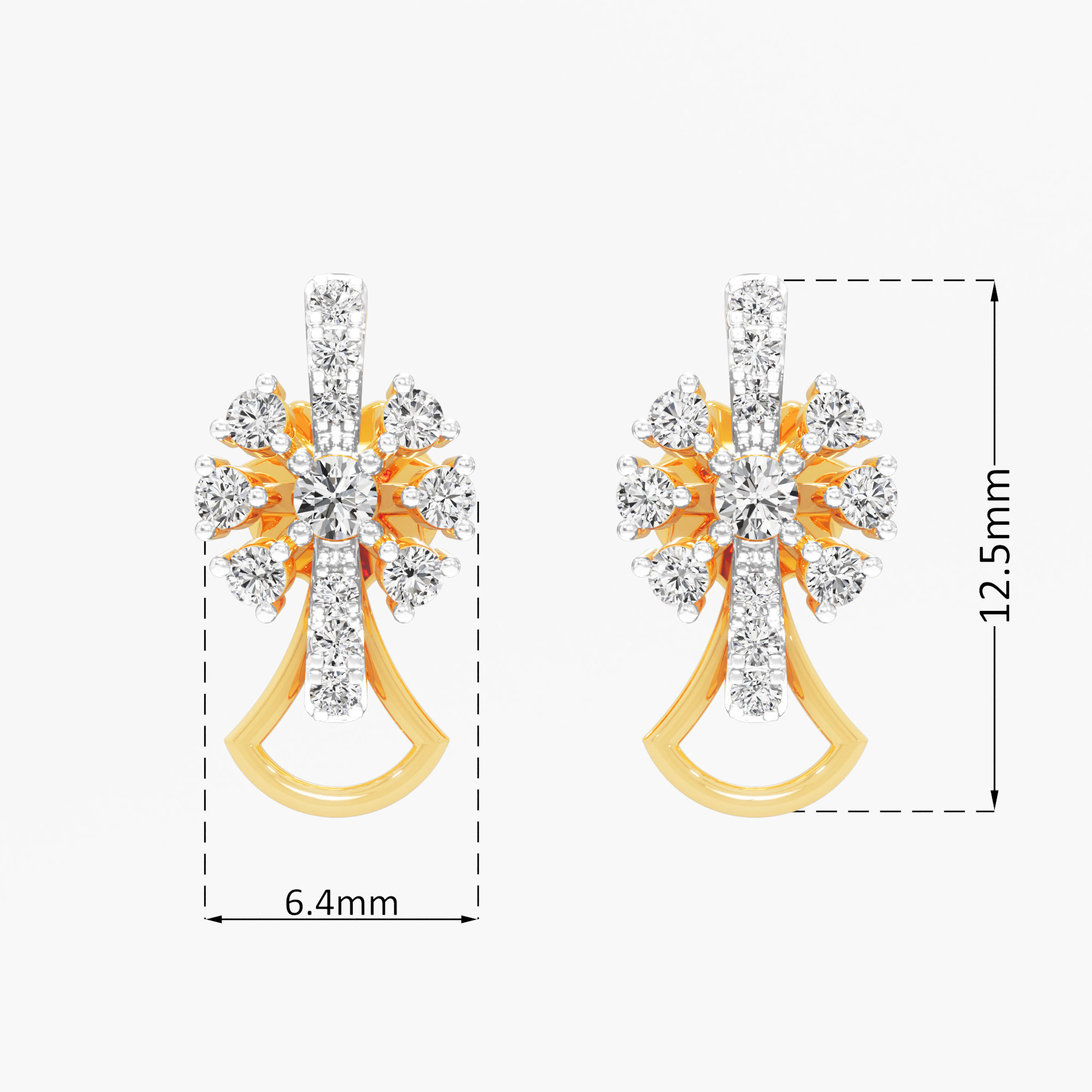 Nova Burst Stud Earrings in 9KT Yellow Gold (Diamond Quality: FG-VVS VS)