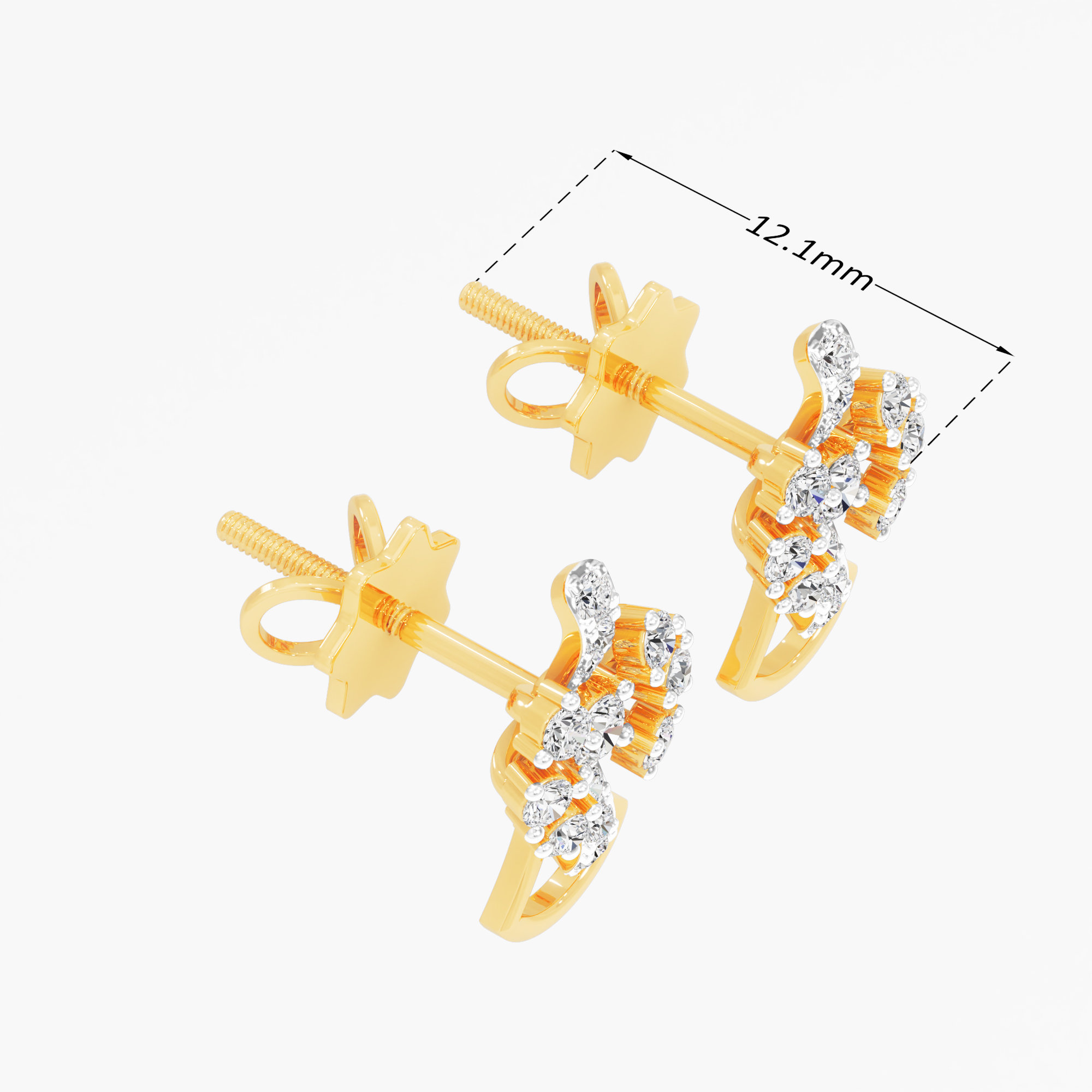 Nova Burst Stud Earrings in 9KT Yellow Gold (Diamond Quality: FG-VVS VS)