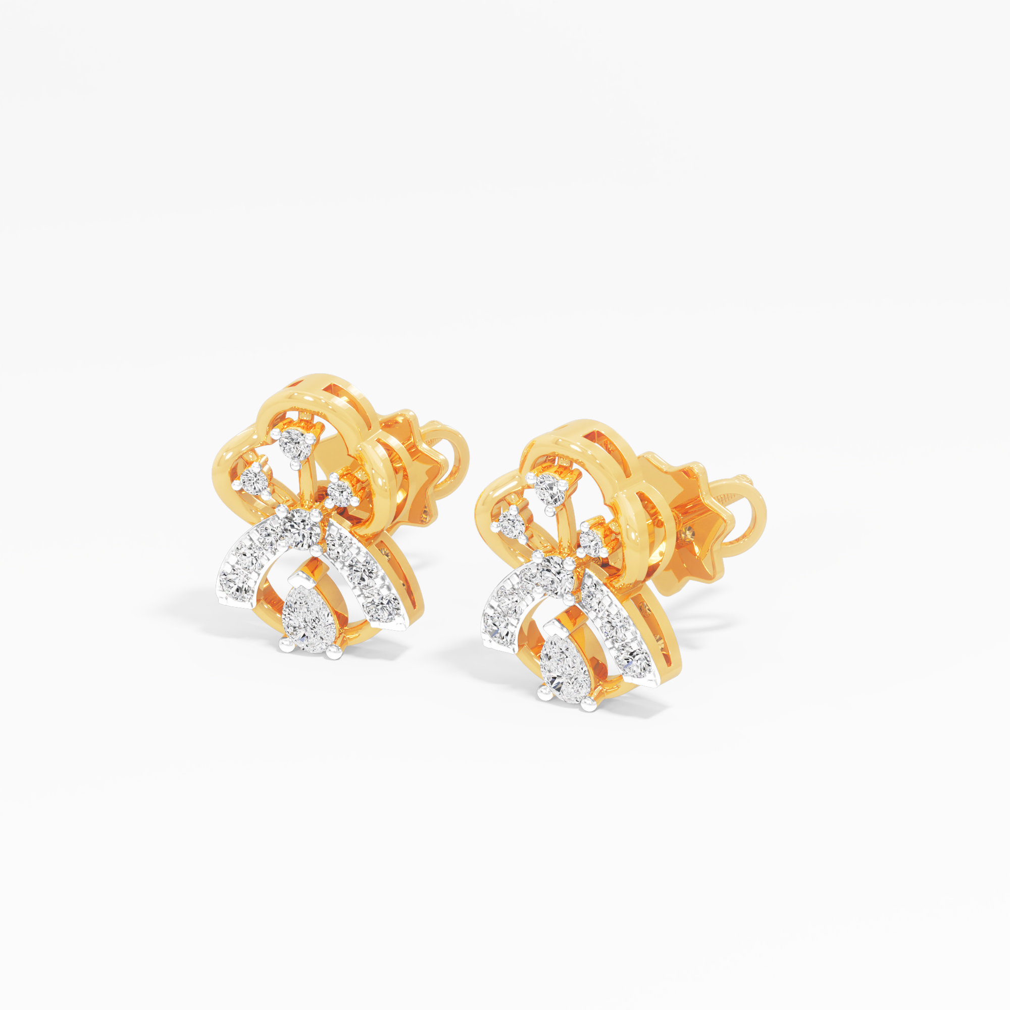Trefoil Grace Stud Earrings in 9KT Yellow Gold (Diamond Quality: FG-VVS VS)