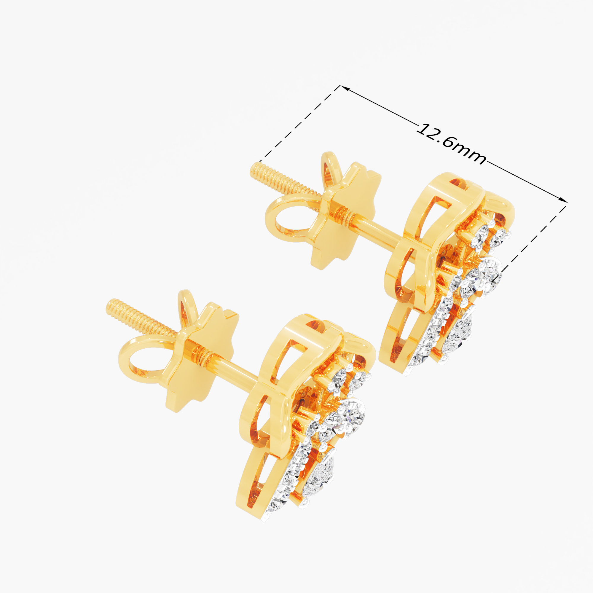 Trefoil Grace Stud Earrings in 9KT Yellow Gold (Diamond Quality: FG-VVS VS)