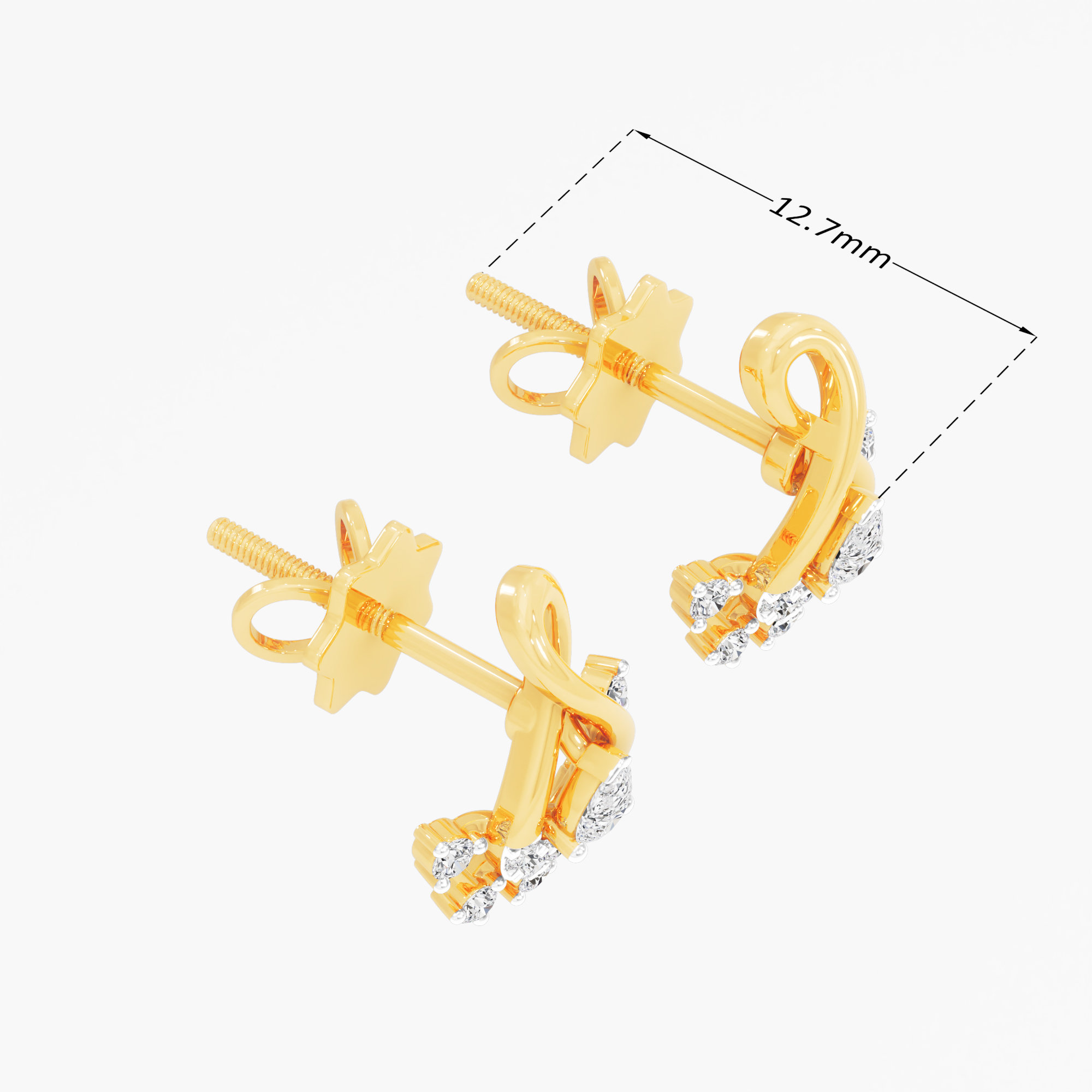Infinity Arc Stud Earrings in 9KT Yellow Gold (Diamond Quality: FG-VVS VS)