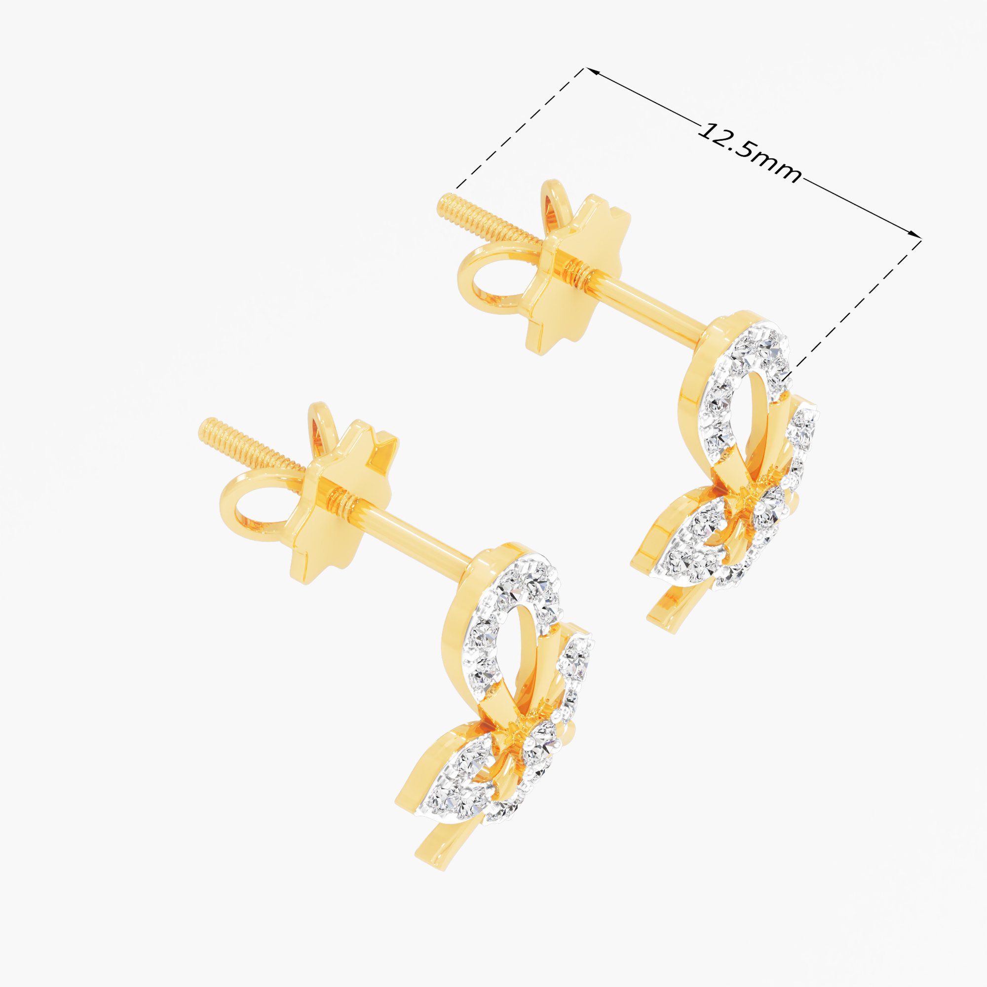 Four Petals Stud Earrings in 9KT Yellow Gold (Diamond Quality: FG-VVS VS)